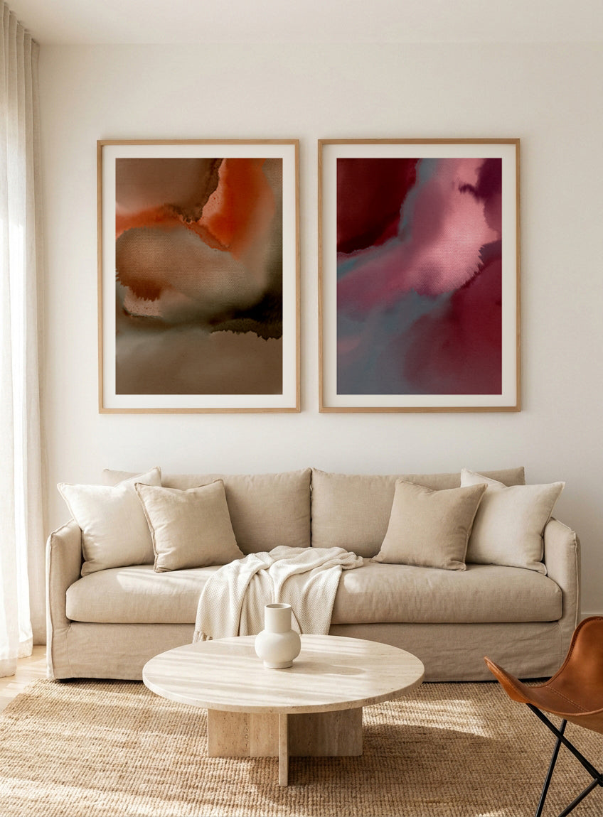 Earth Song 1 & 2 by Shatha Al Dafai Art Print Set of 2 | Matching Wall Art