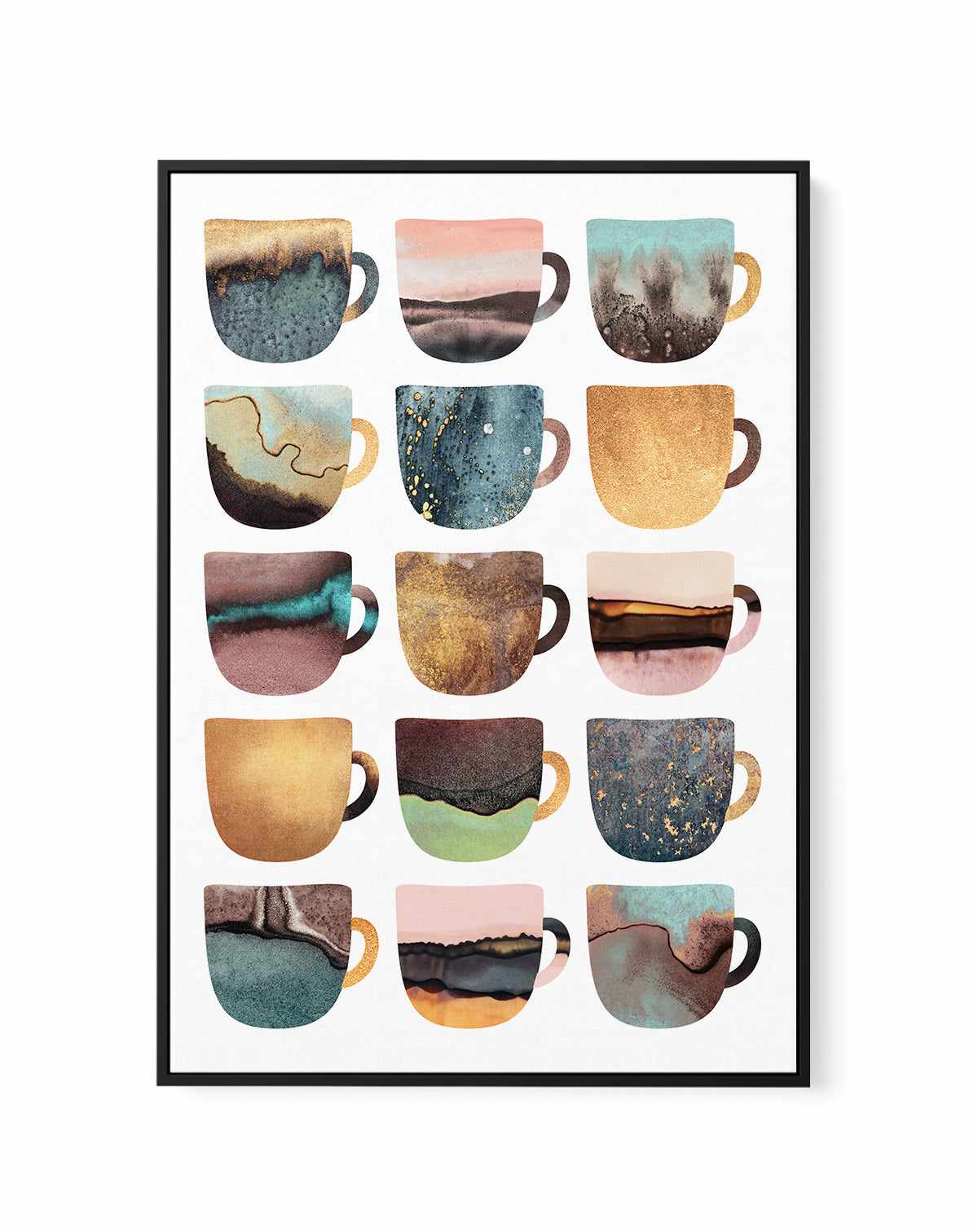 Earthy Coffee Cups By Elisabeth Fredriksson | Framed Canvas Art Print from Olive et Oriel where you can shop wallpaper and artworks online