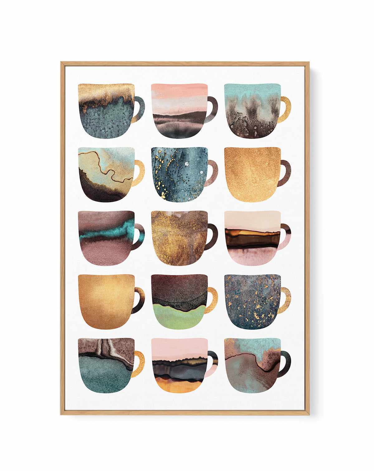 Earthy Coffee Cups By Elisabeth Fredriksson | Framed Canvas Art Print from Olive et Oriel where you can shop wallpaper and artworks online