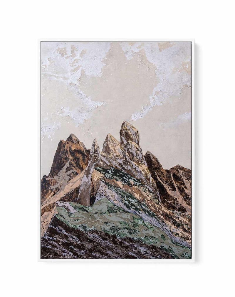 Earthy Textured Mountains by Denise Quah | Framed Canvas Art Print