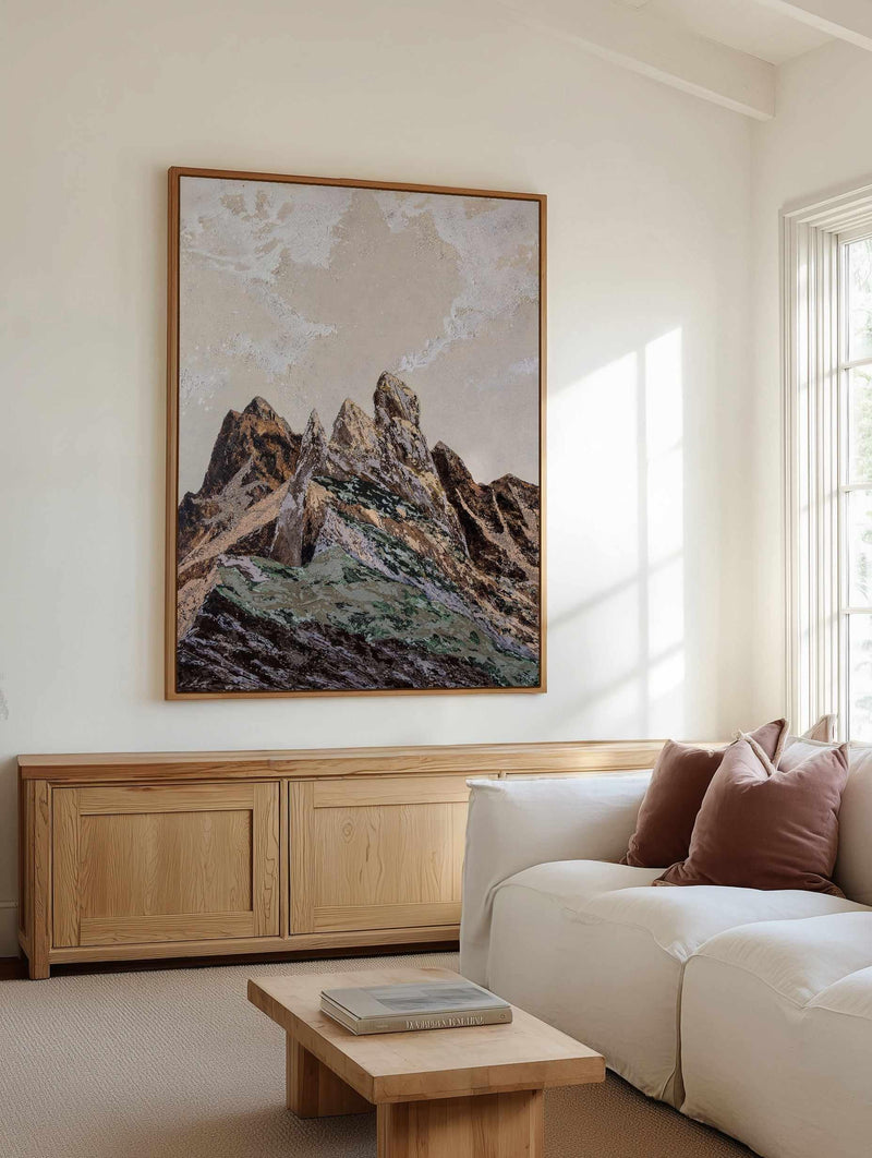 Earthy Textured Mountains by Denise Quah | Framed Canvas Art Print