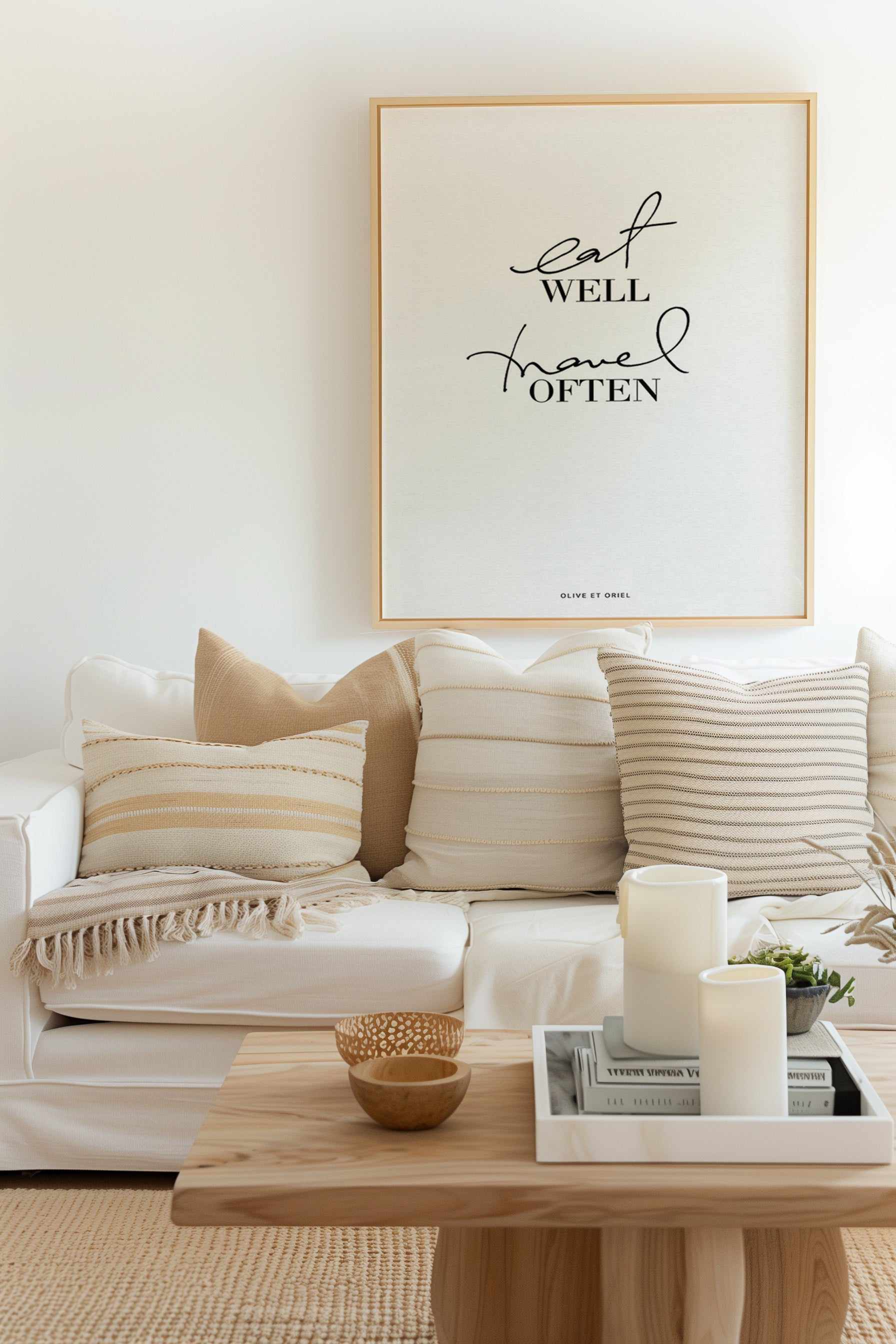 Eat Well, Travel Often | Framed Canvas Art Print