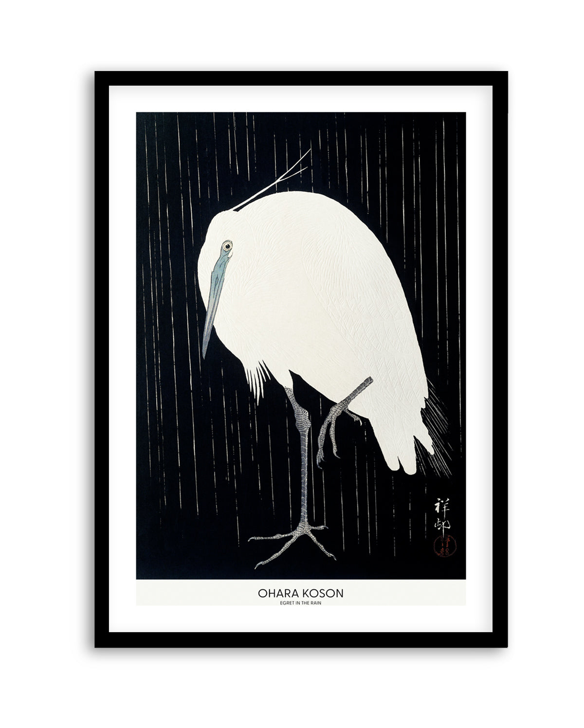 Egret In The Rain | Art Print
