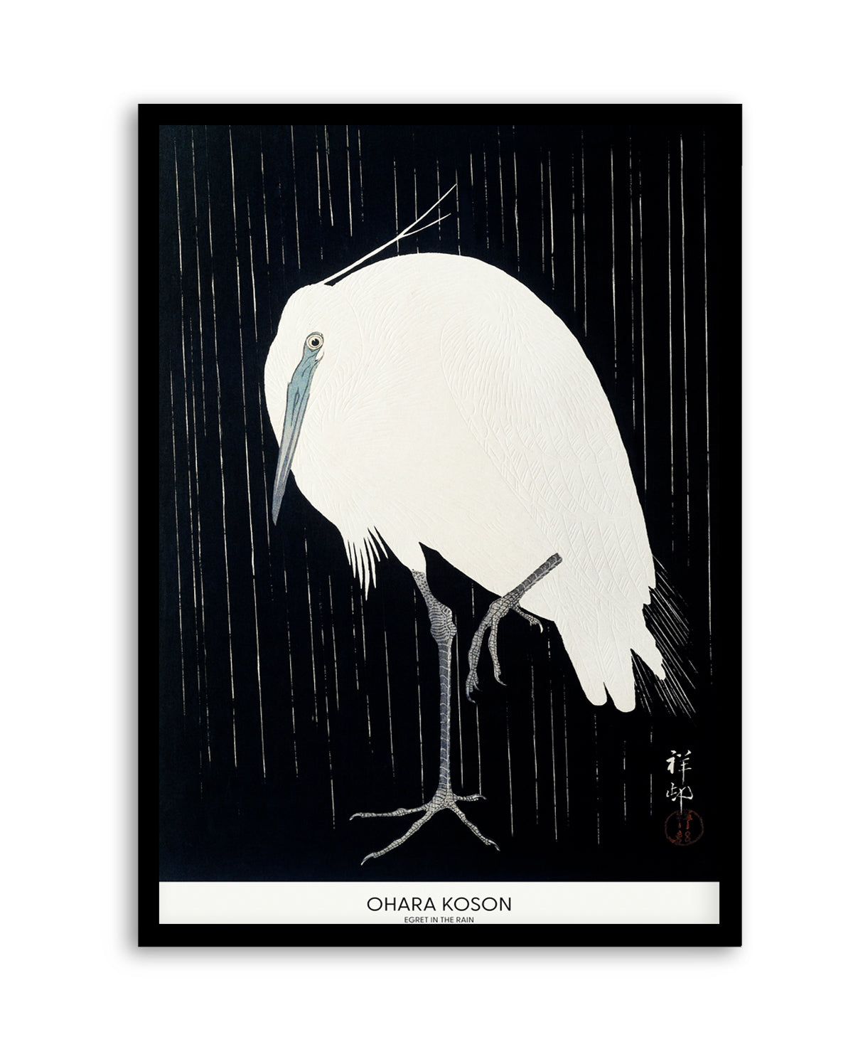 Egret In The Rain | Art Print