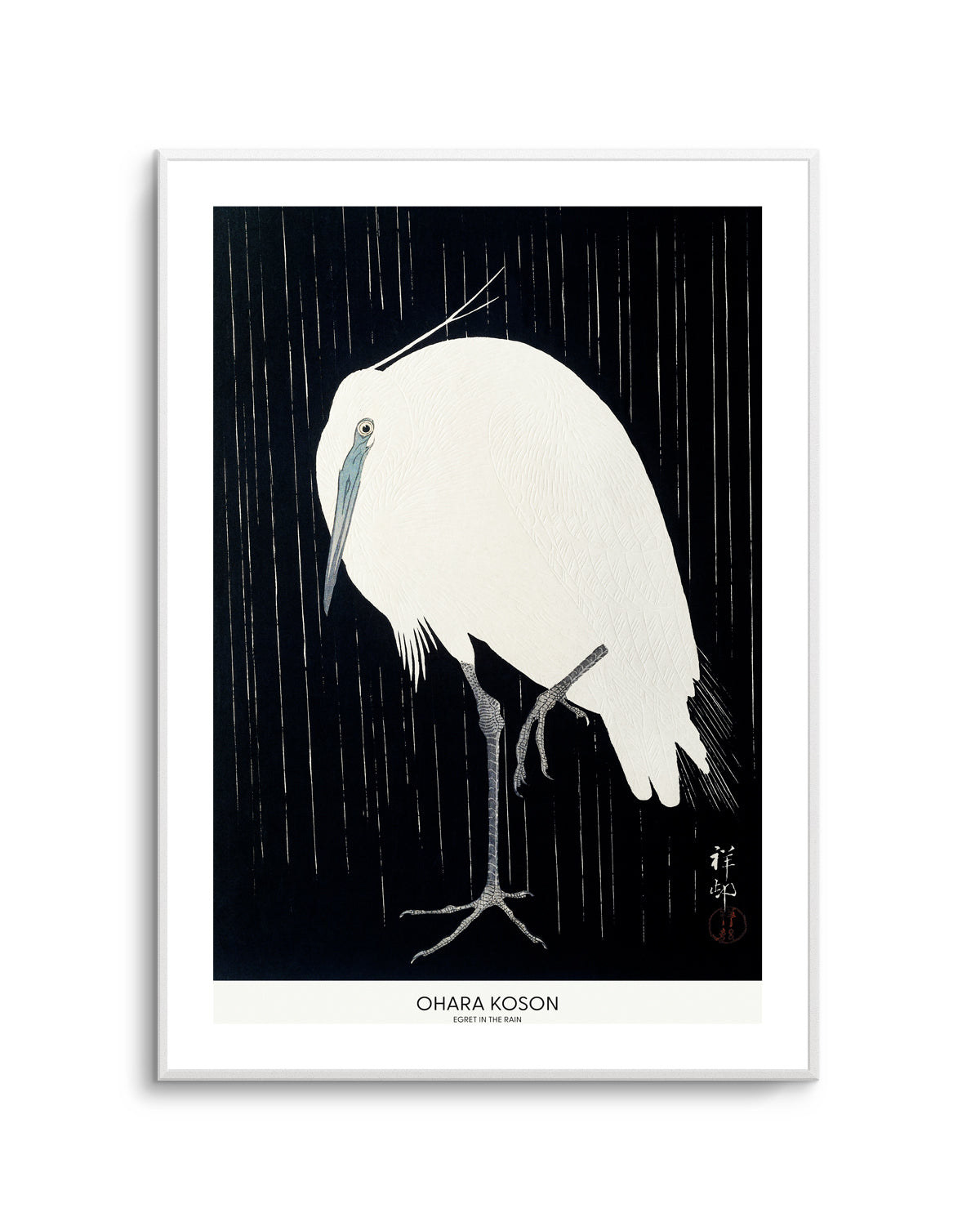 Egret In The Rain | Art Print
