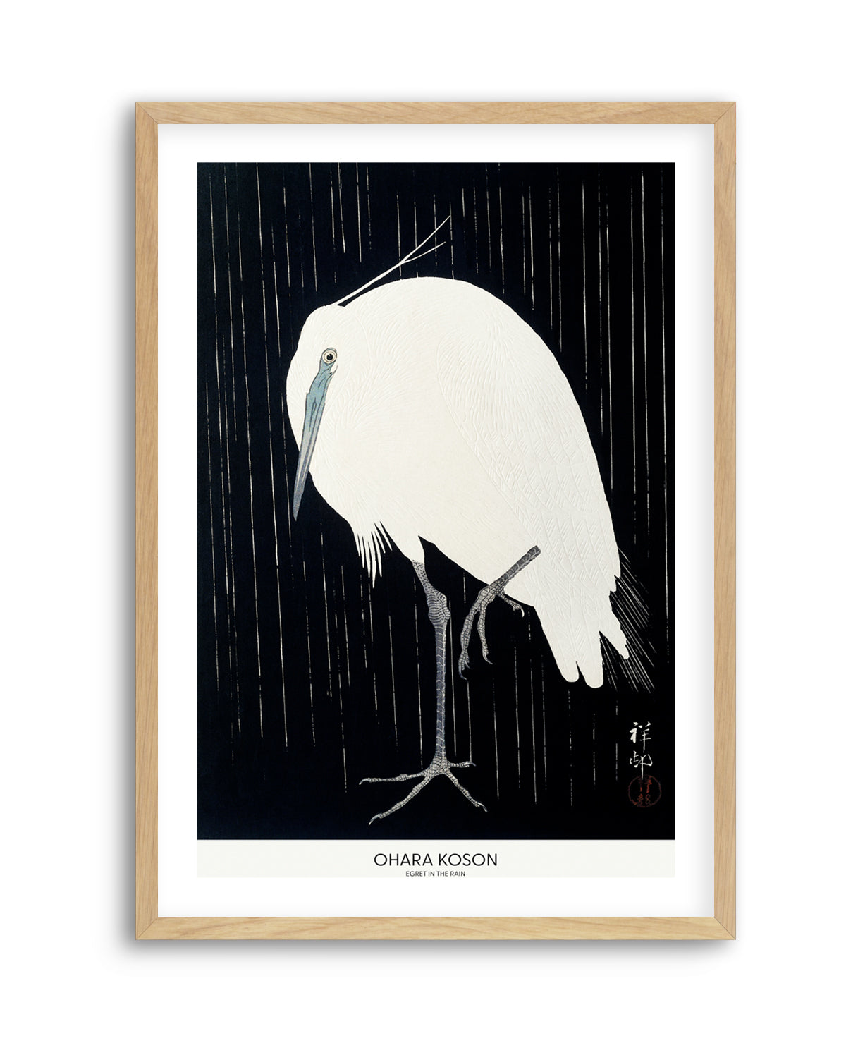 Egret In The Rain | Art Print