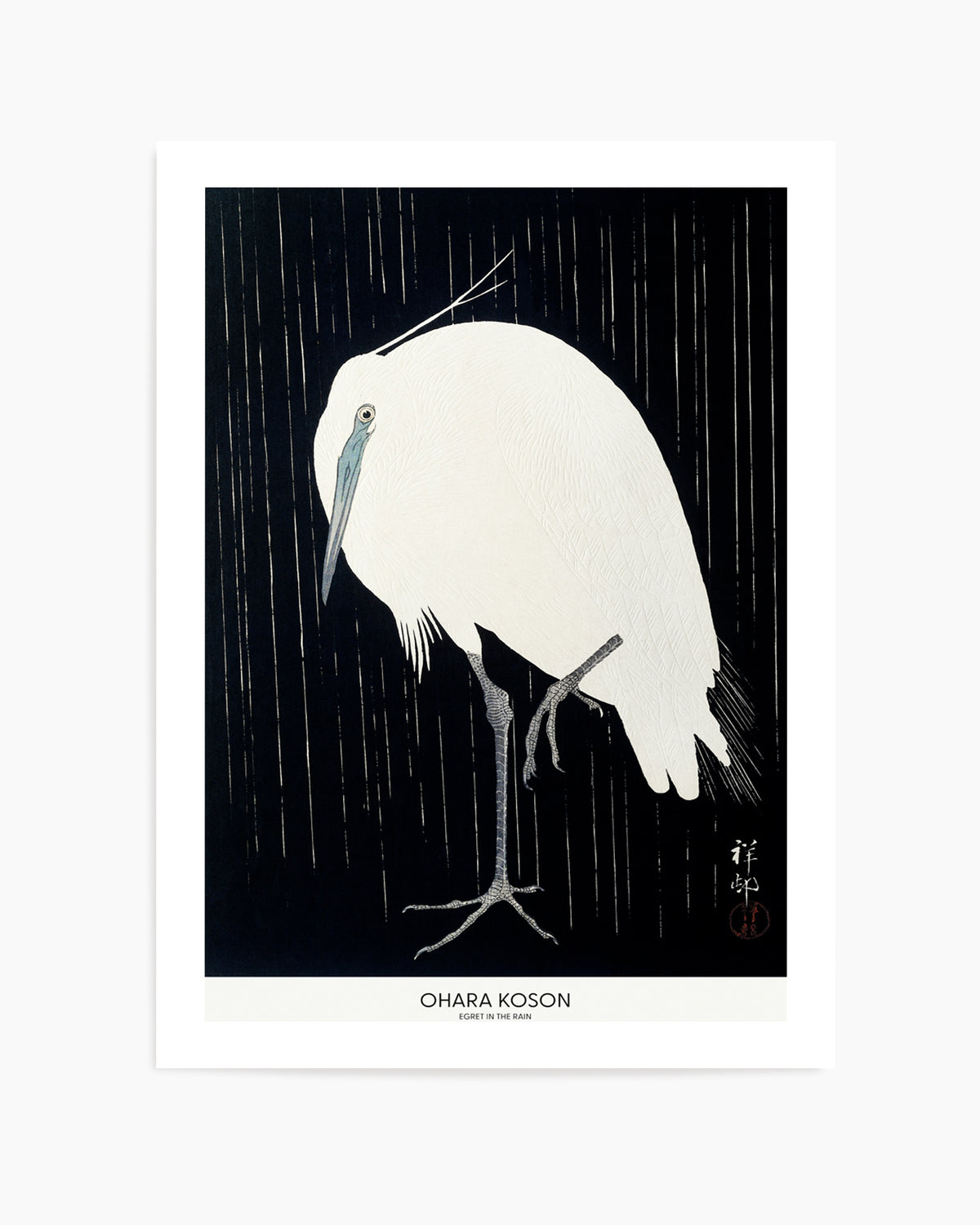 Egret In The Rain | Art Print