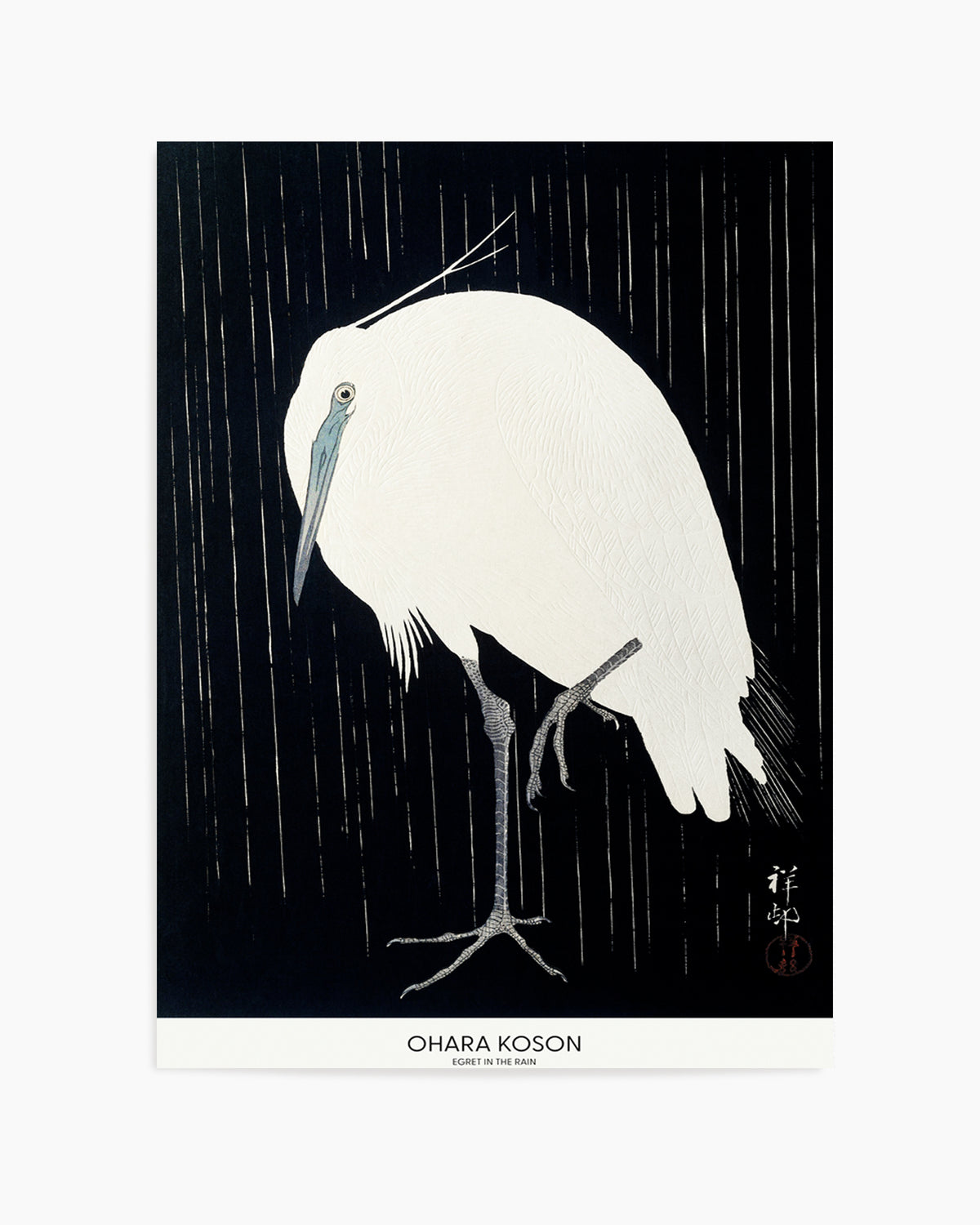 Egret In The Rain | Art Print
