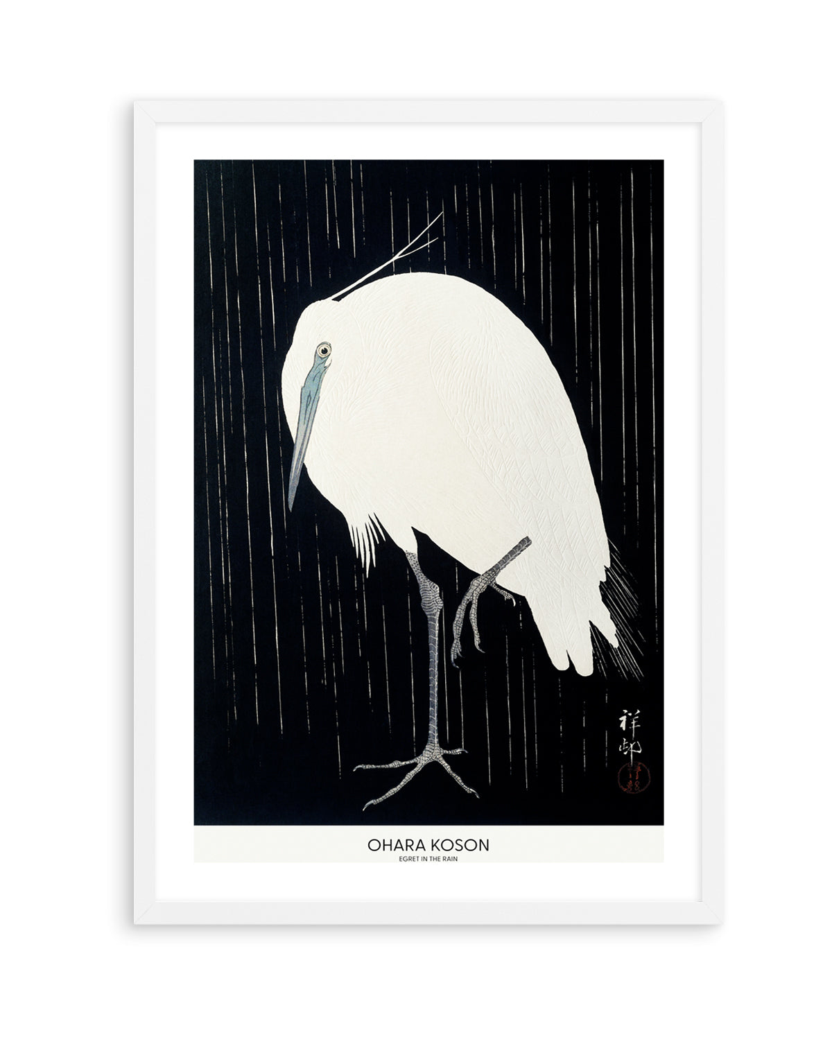 Egret In The Rain | Art Print