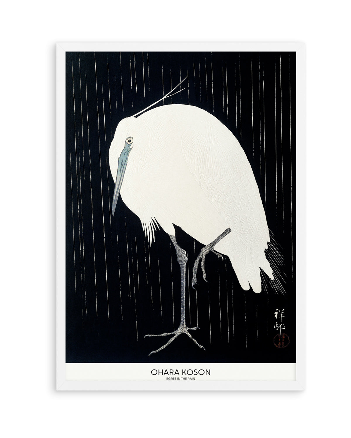 Egret In The Rain | Art Print