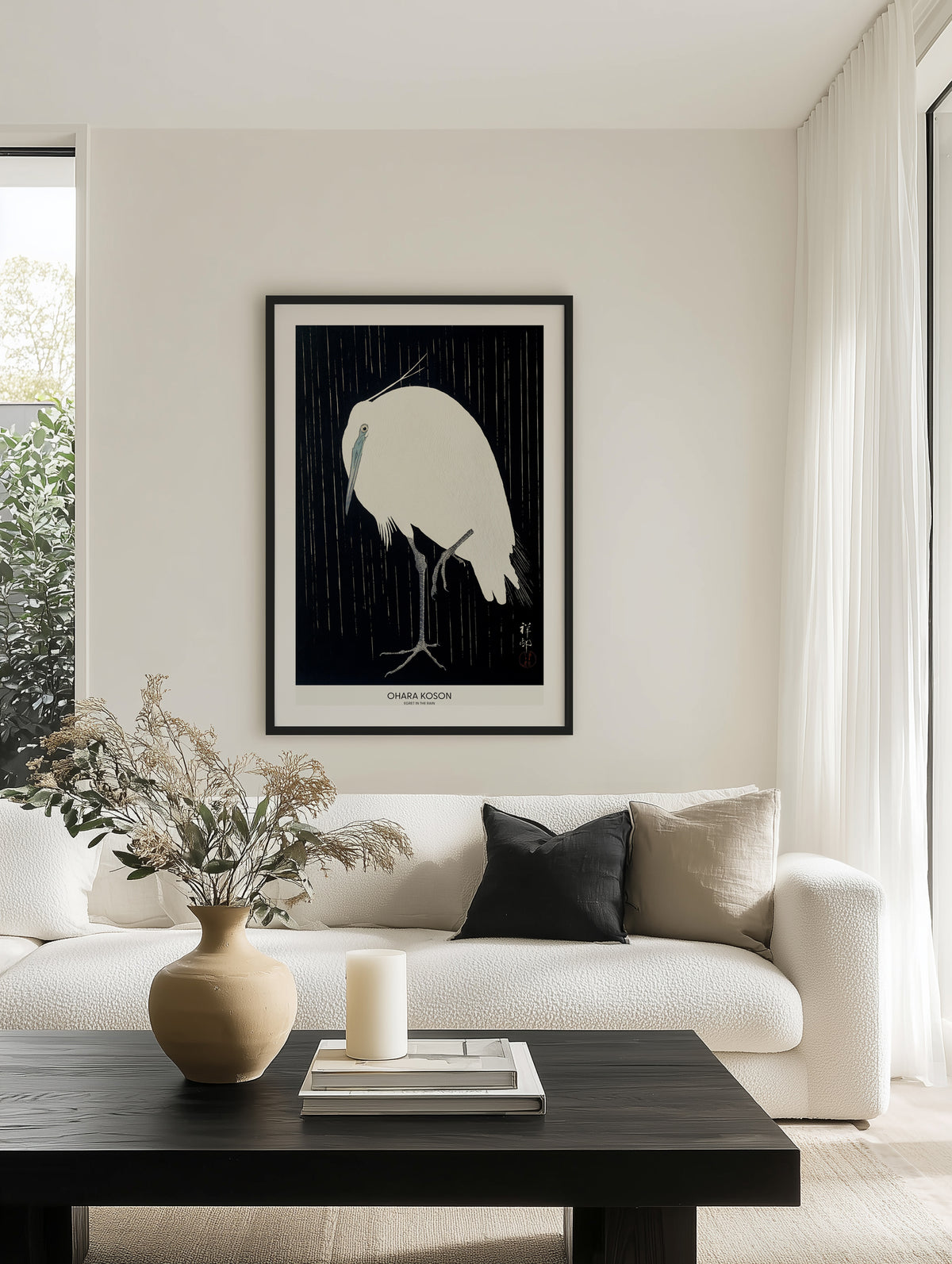 Egret In The Rain | Art Print