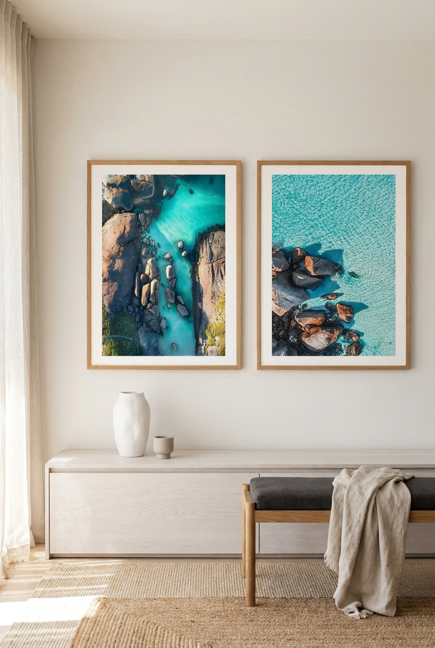 Elephant Rocks WA & Wests Beach Esperance Art Print Set of 2 | Matching Wall Art