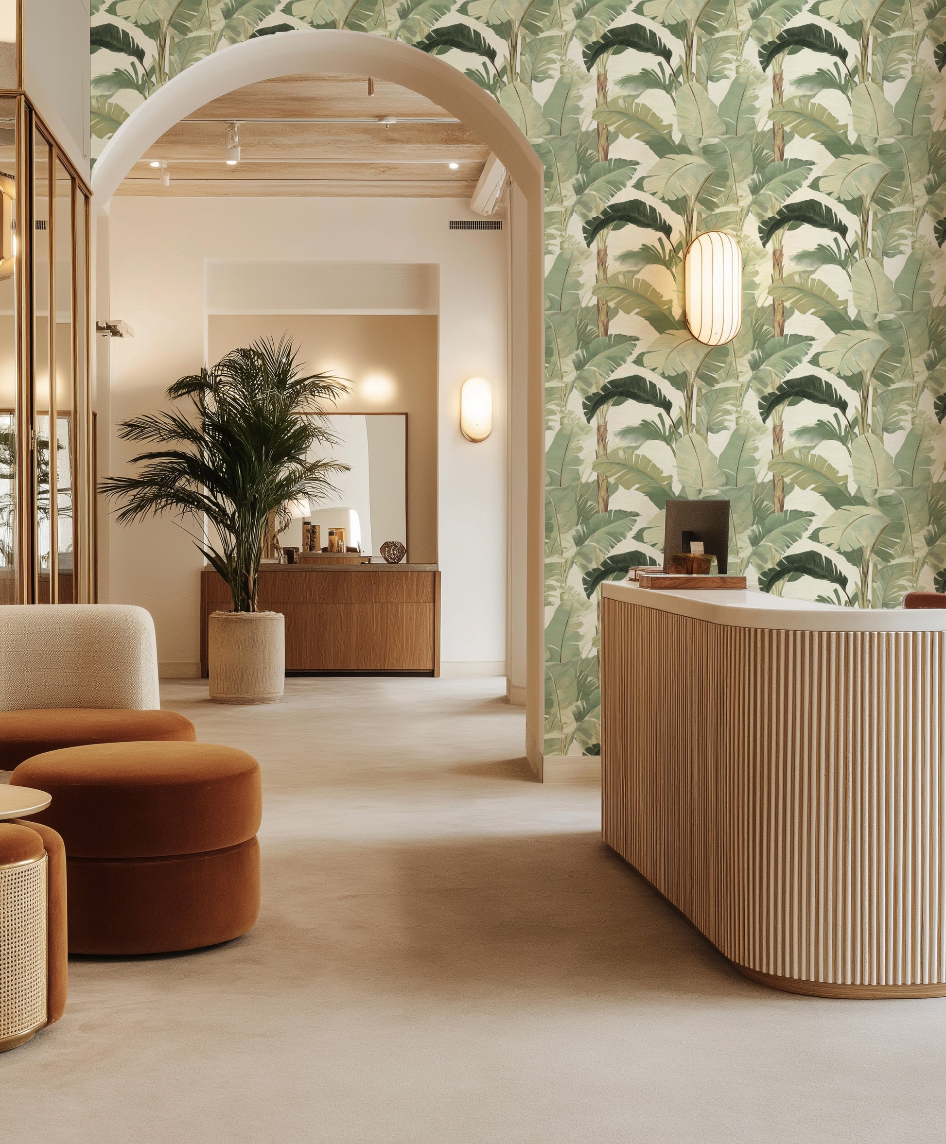 Ember Palms Commercial Vinyl Wallpaper from Olive et Oriel where you can shop wallpaper and artworks online