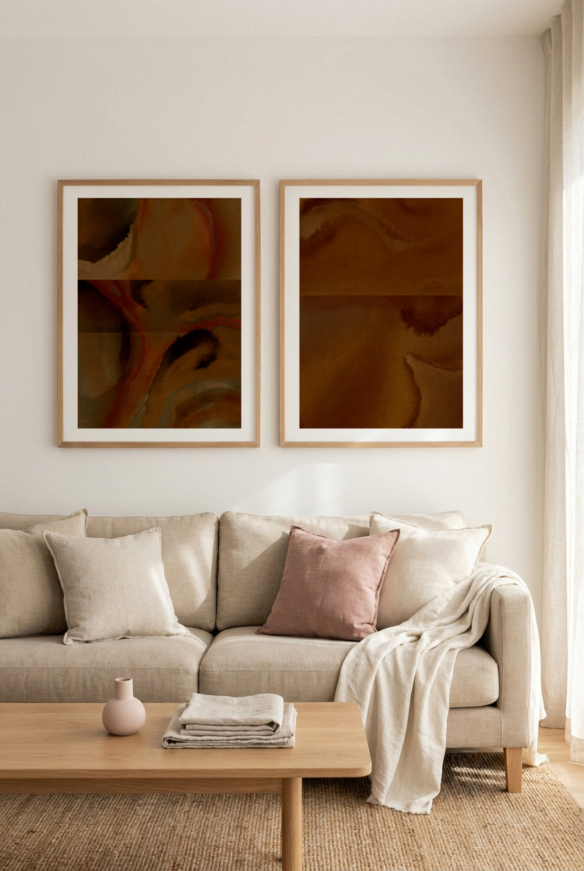 Emotional Currents 1 & 5 by Shatha Al Dafai Art Print Set of 2 | Matching Wall Art