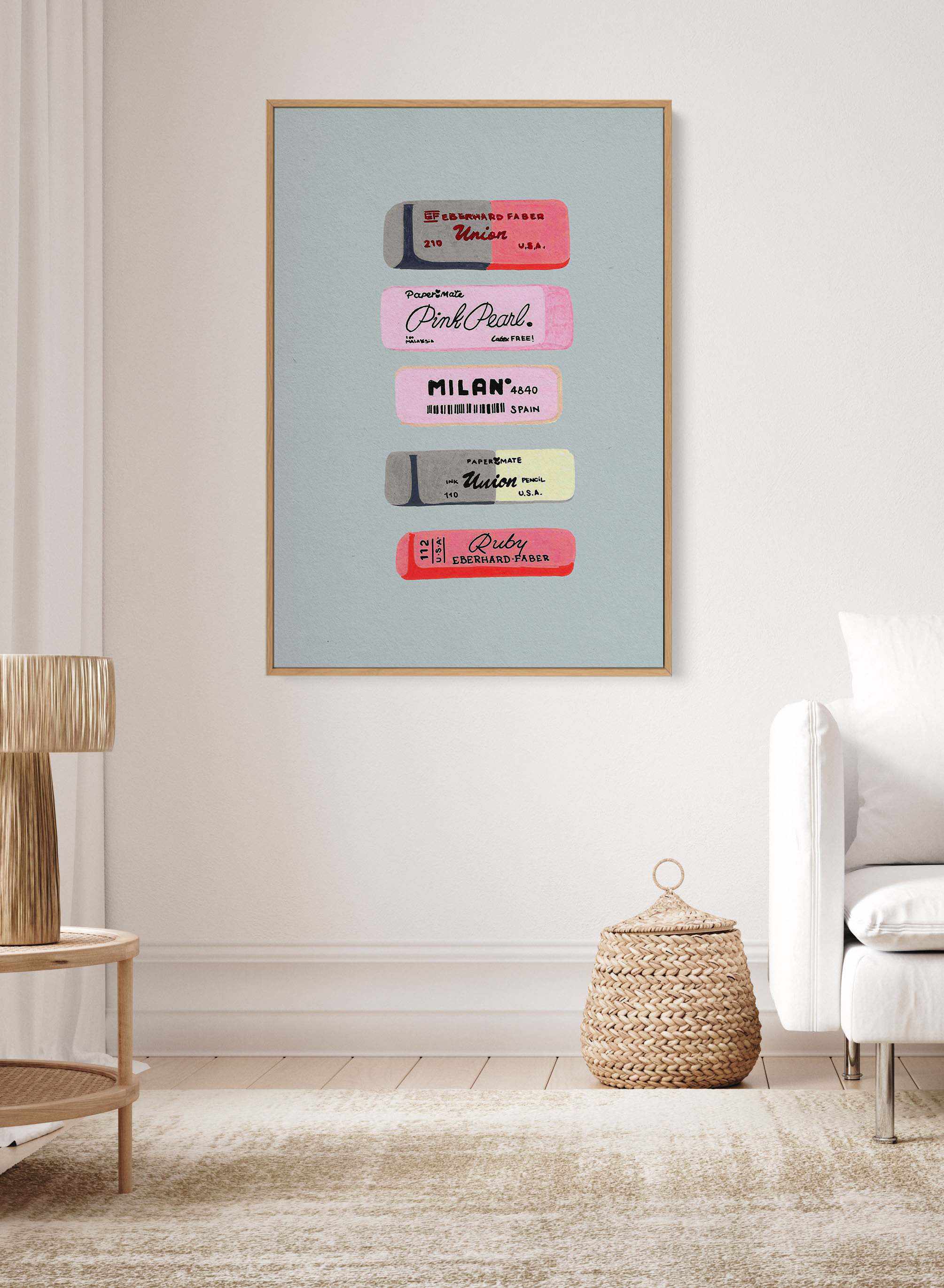 Erasers Art Print by Studio Mandariini | Framed Canvas Art Print