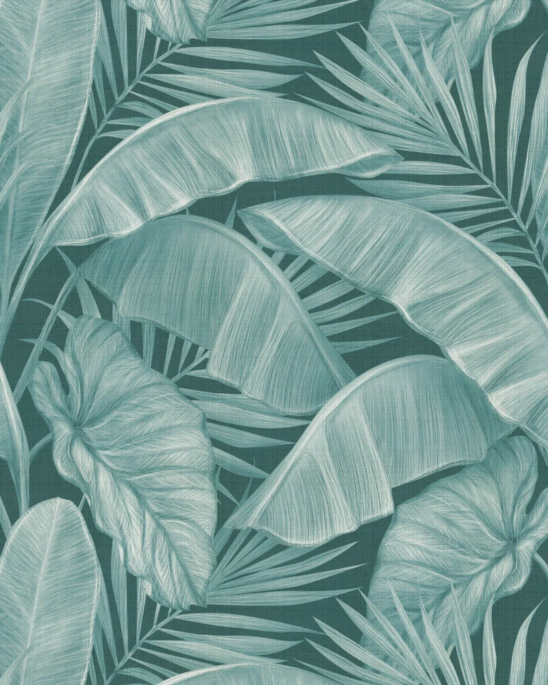 Escape To The Tropics Large Deep Teal Blue Wallpaper from Olive et Oriel where you can shop wallpaper and artworks online