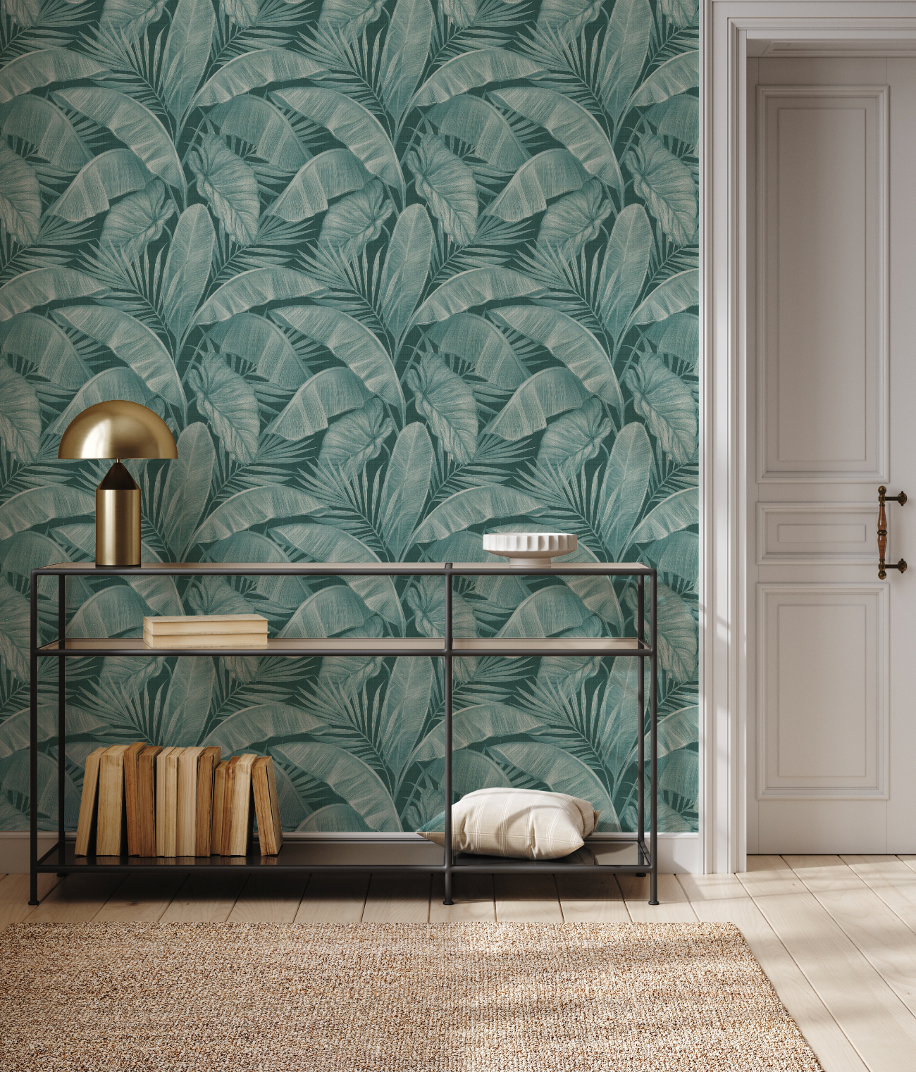 Escape To The Tropics Petite Deep Teal Blue Wallpaper