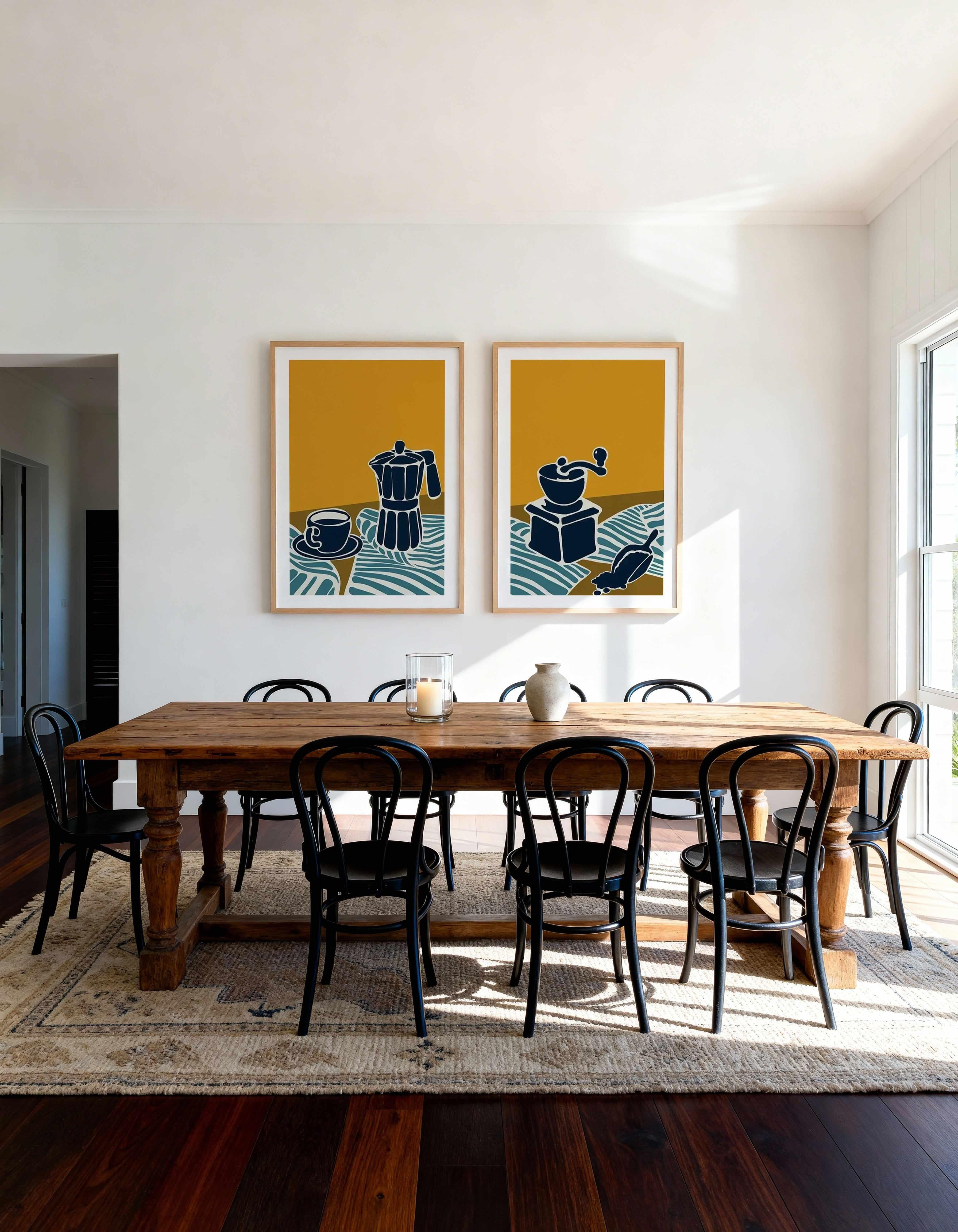 Espresso Stripe I & II Art Print Set of 2 | Matching Wall Art