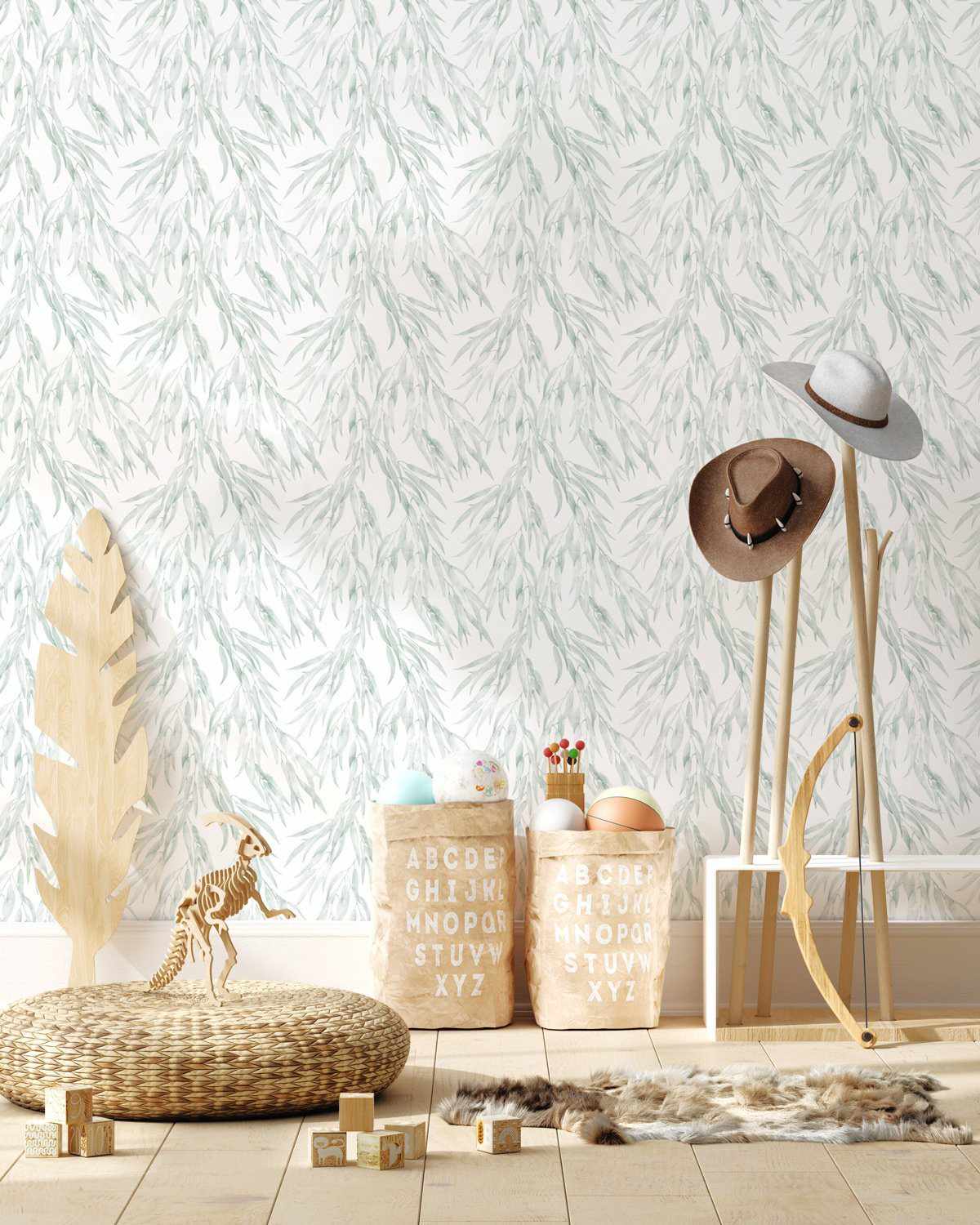 SALE Eucalyptus Leaves in Sage Green Wallpaper