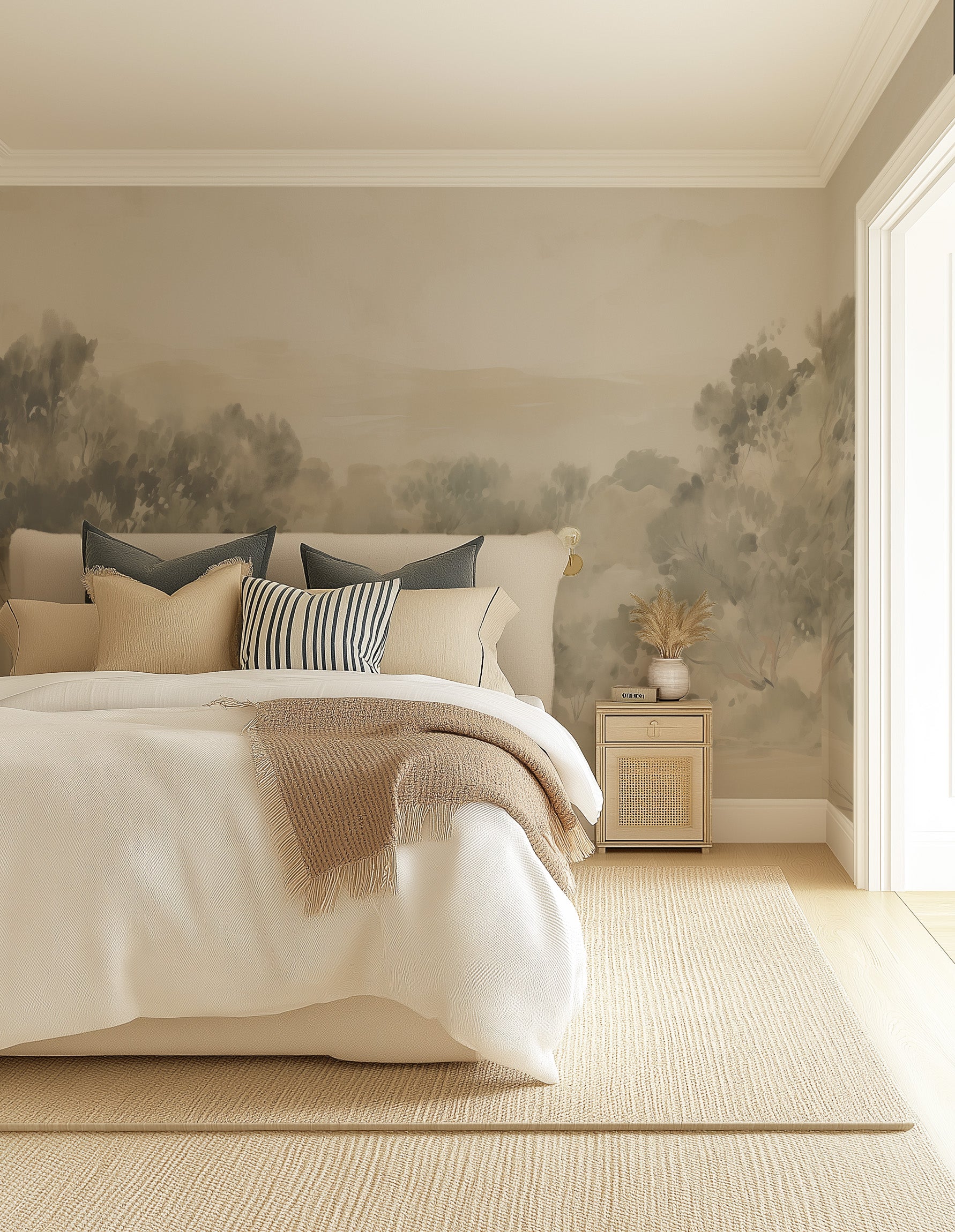 Eucalyptus Haze Mural Wallpaper from Olive et Oriel where you can shop wallpaper and artworks online