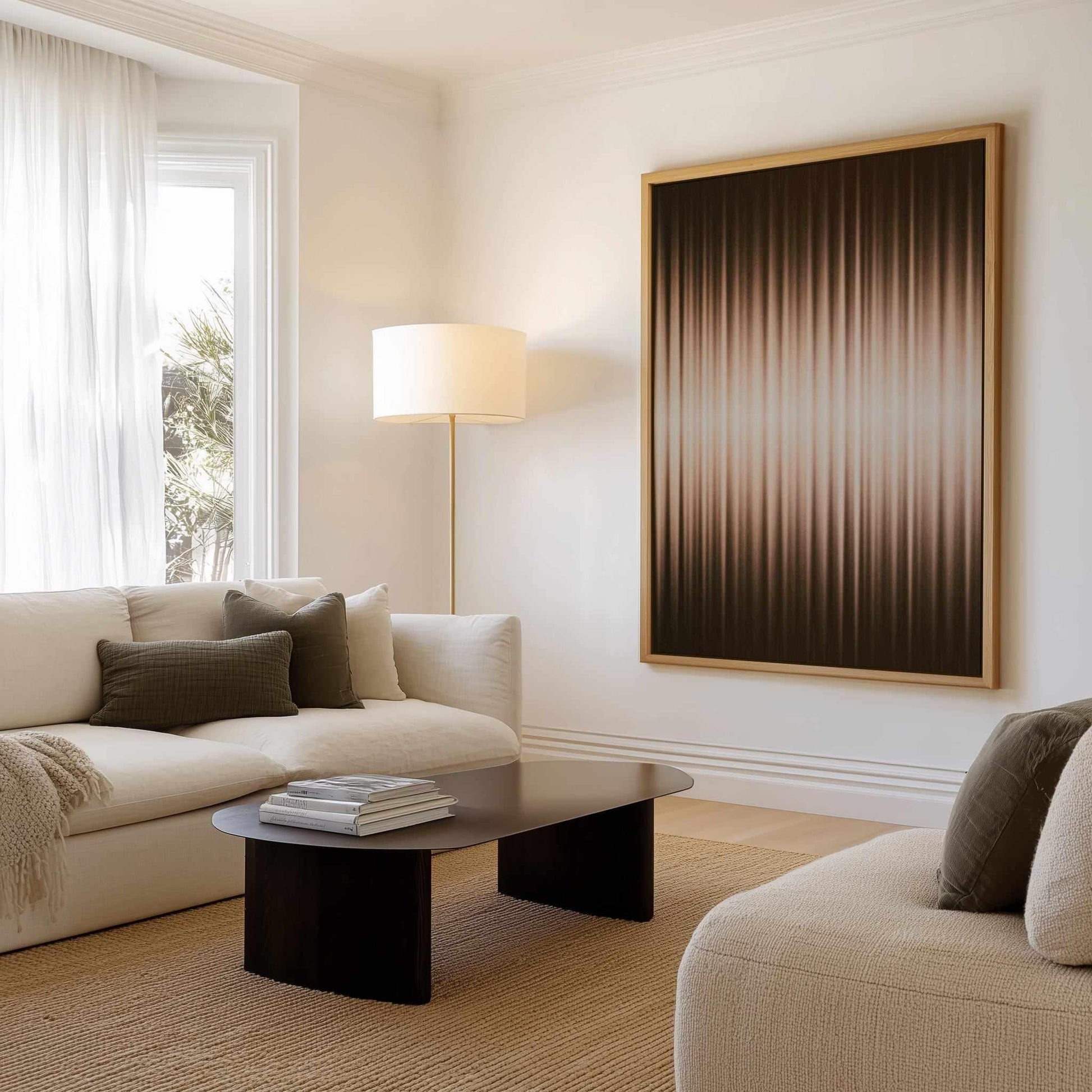 Euphoria - Brown and White by Alma | Framed Canvas Art Print from Olive et Oriel where you can shop wallpaper and artworks online