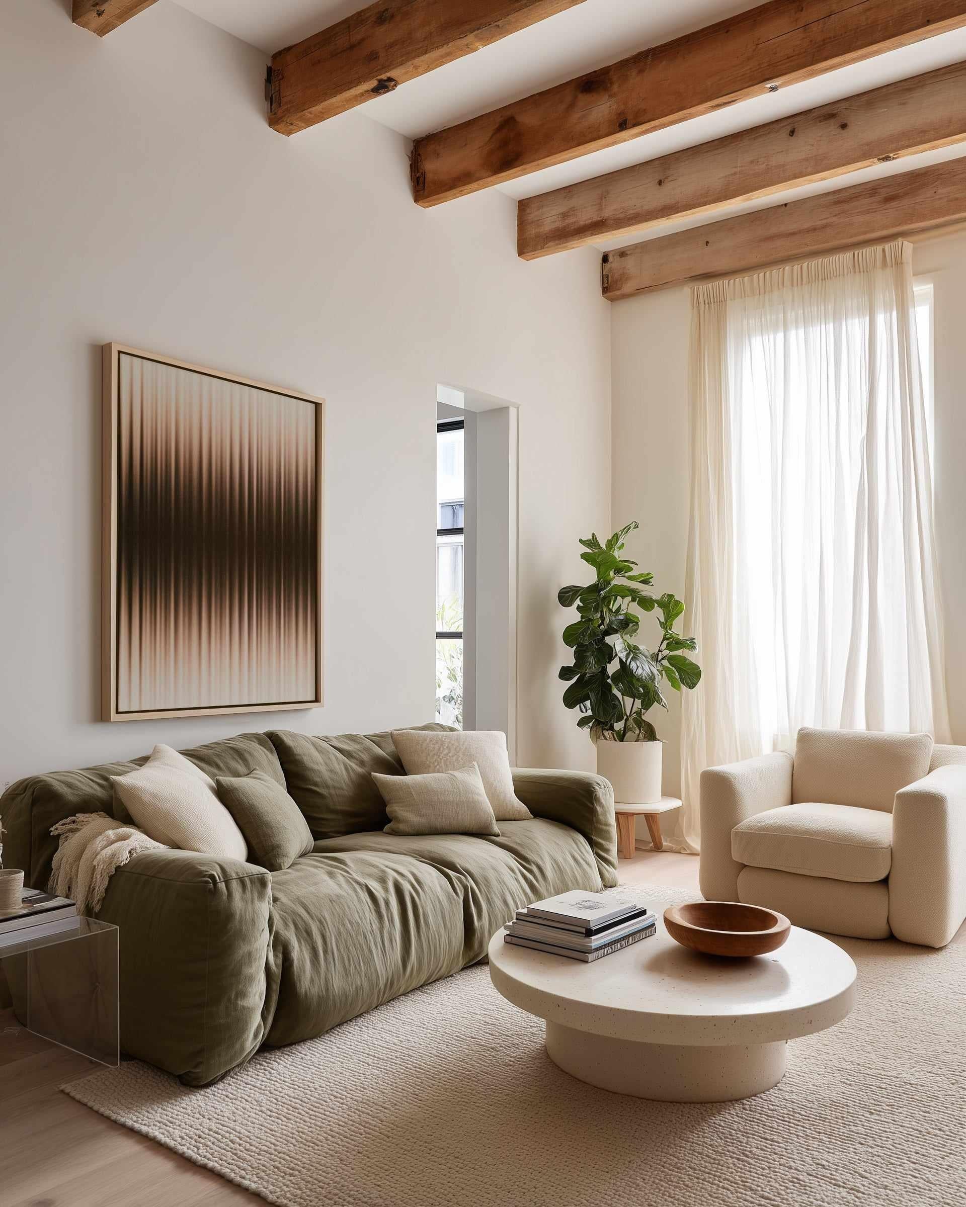 Euphoria - White and Brown by Alma | Framed Canvas Art Print from Olive et Oriel where you can shop wallpaper and artworks online