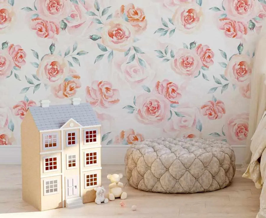 Evie's Rose Garden Wallpaper-Wallpaper-Buy Kids Removable Wallpaper Online Our Custom Made Children‚àö¬¢‚Äö√á¬®‚Äö√ë¬¢s Wallpapers Are A Fun Way To Decorate And Enhance Boys Bedroom Decor And Girls Bedrooms They Are An Amazing Addition To Your Kids Bedroom Walls Our Collection of Kids Wallpaper Is Sure To Transform Your Kids Rooms Interior Style From Pink Wallpaper To Dinosaur Wallpaper Even Marble Wallpapers For Teen Boys Shop Peel And Stick Wallpaper Online Today With Olive et Oriel