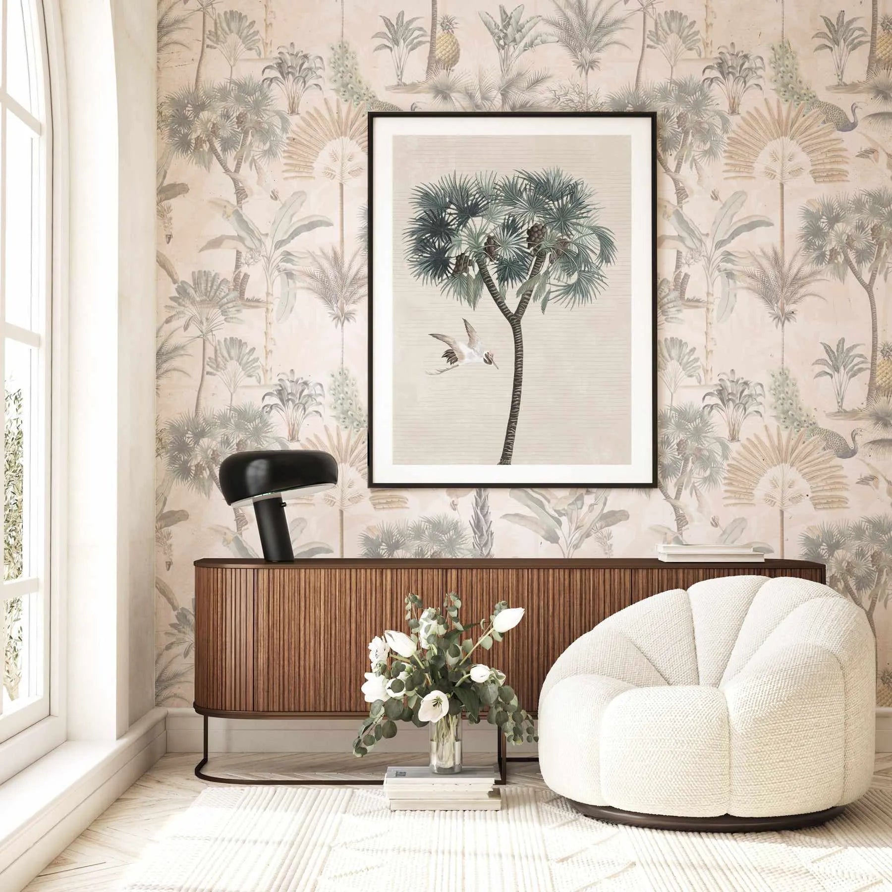 Exotica Palms in Golden Hour Wallpaper from Olive et Oriel where you can shop wallpaper and artworks online