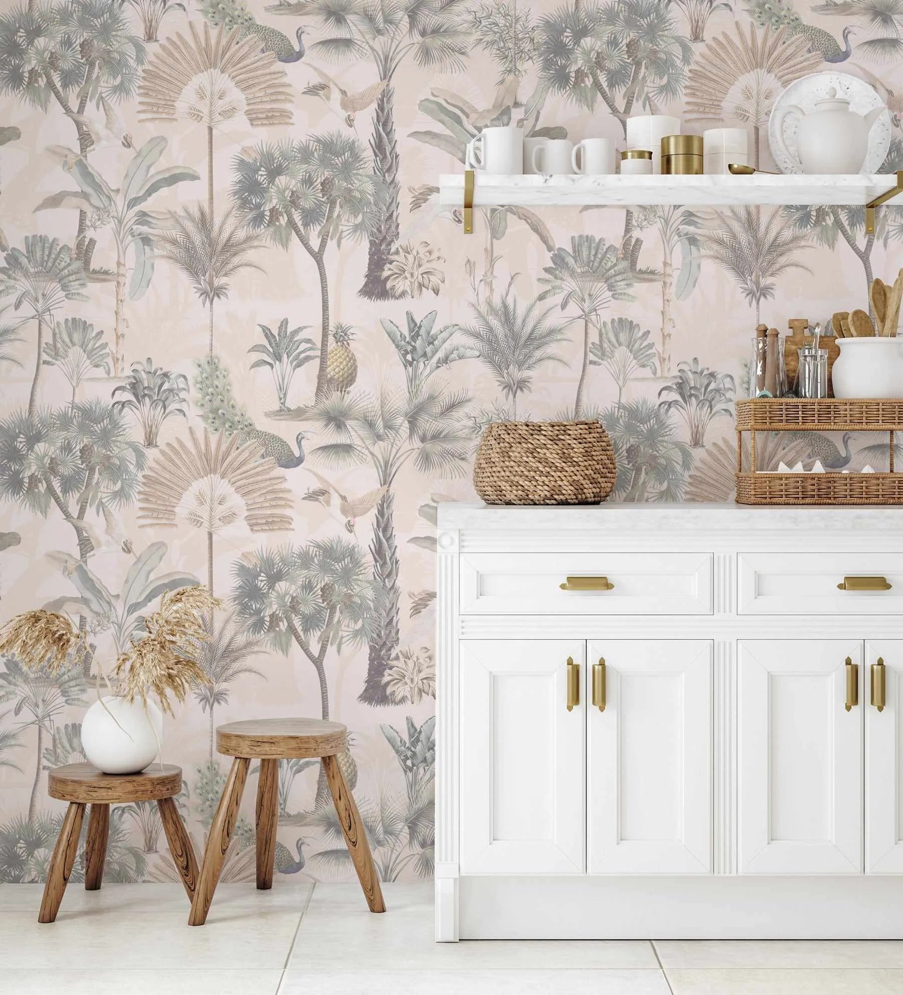 Exotica Palms in Golden Hour Wallpaper from Olive et Oriel where you can shop wallpaper and artworks online