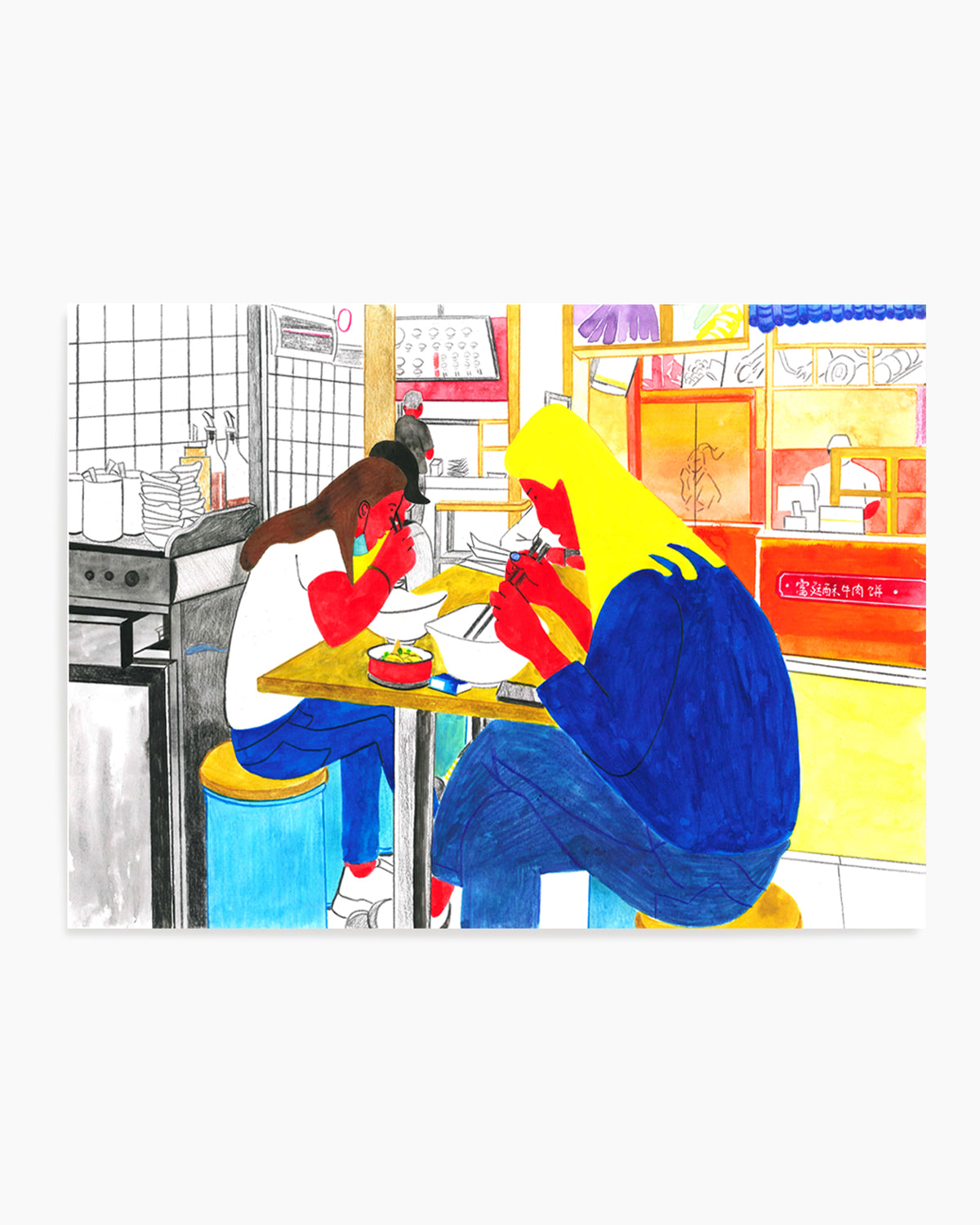 Friends Eating Noodles by Zhigang Zhang | Art Print