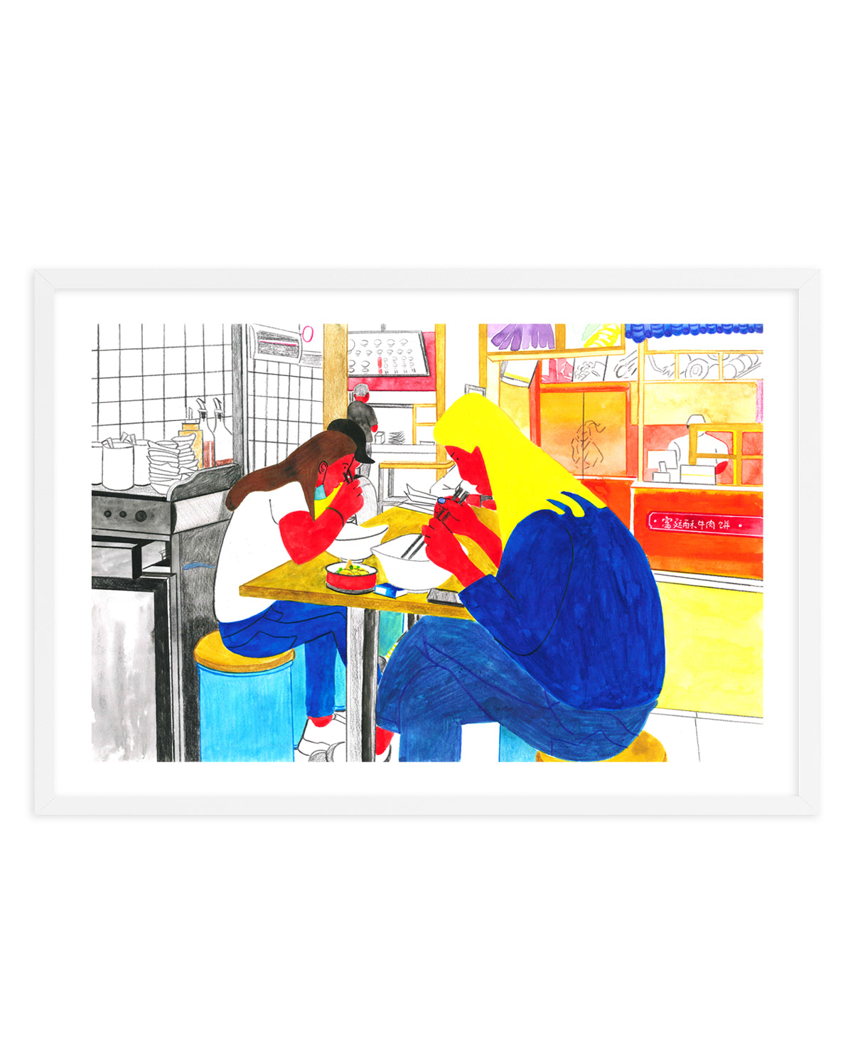 Friends Eating Noodles by Zhigang Zhang | Art Print