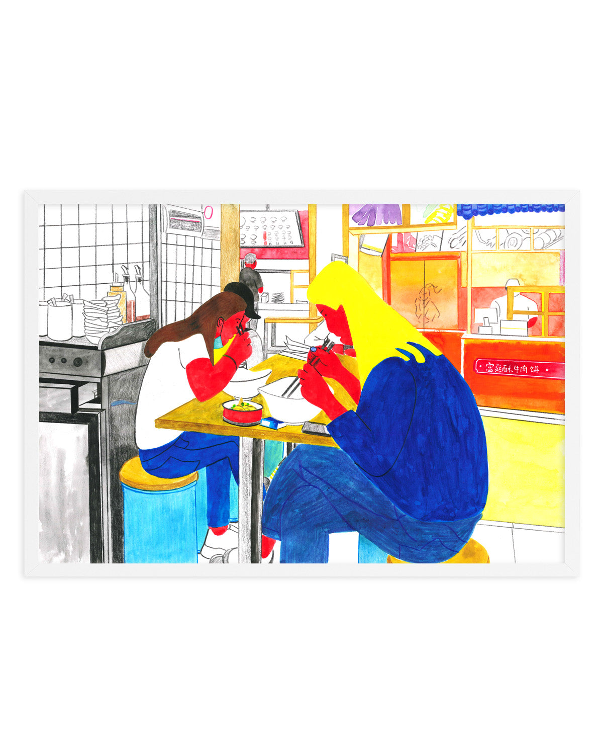 Friends Eating Noodles by Zhigang Zhang | Art Print