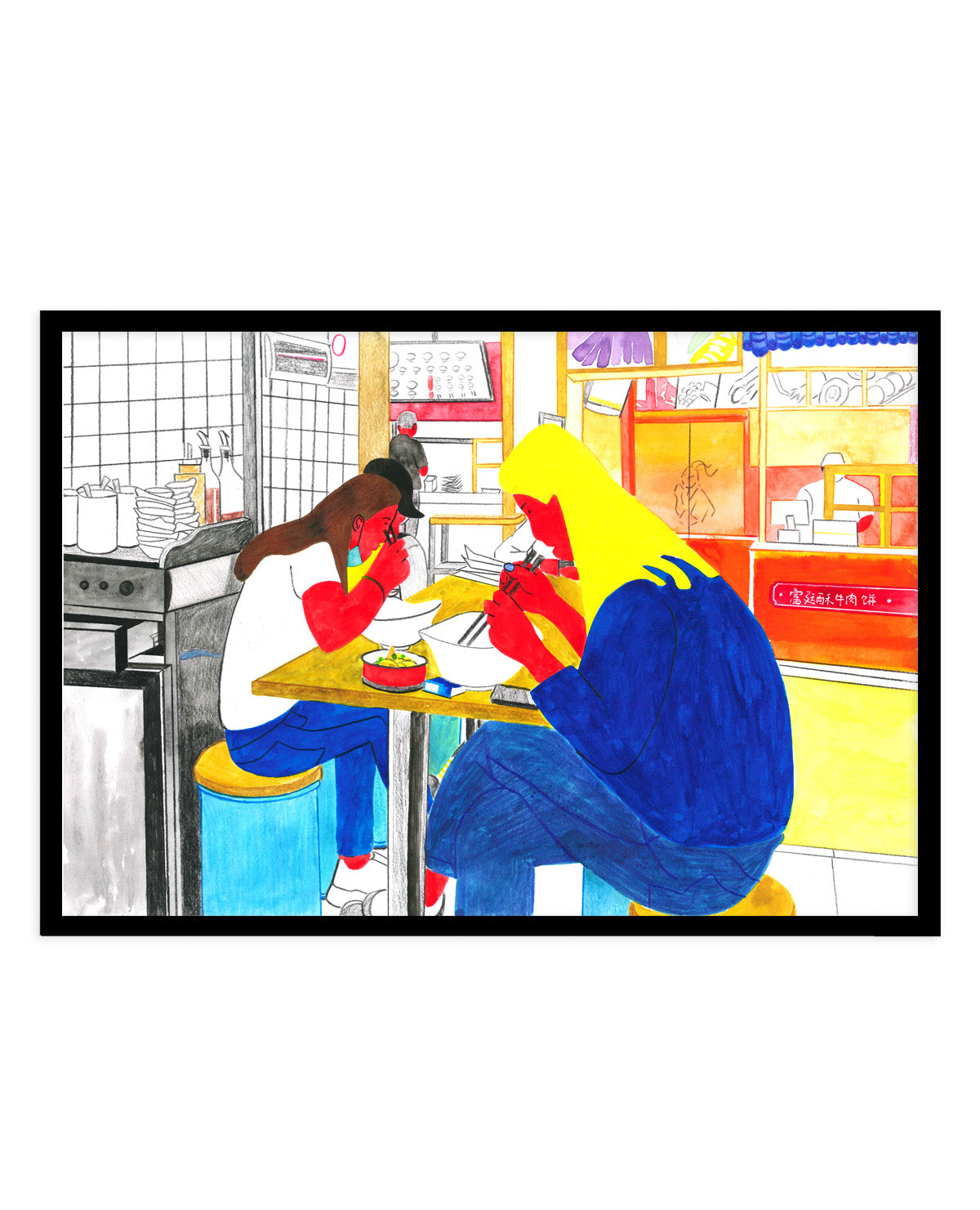 Friends Eating Noodles by Zhigang Zhang | Art Print