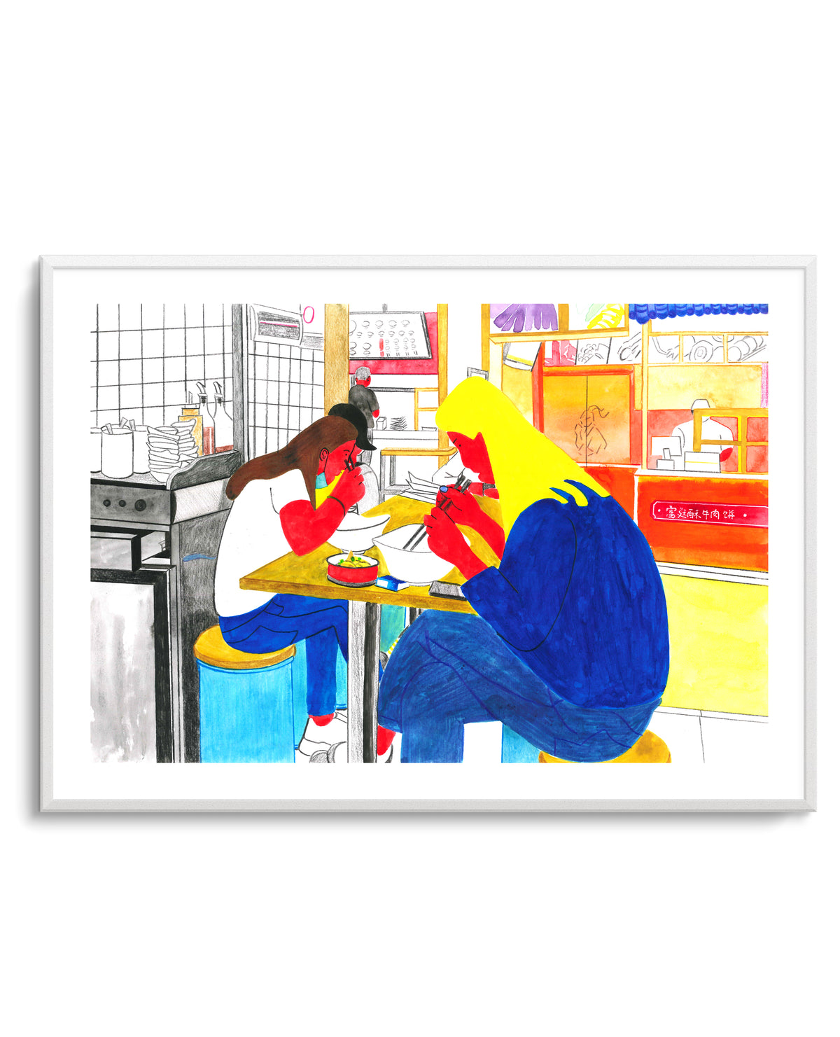 Friends Eating Noodles by Zhigang Zhang | Art Print