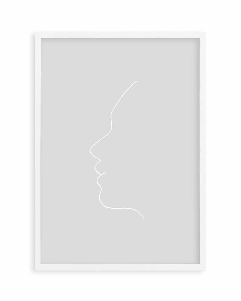 Face On Grey | Line Art Art Print