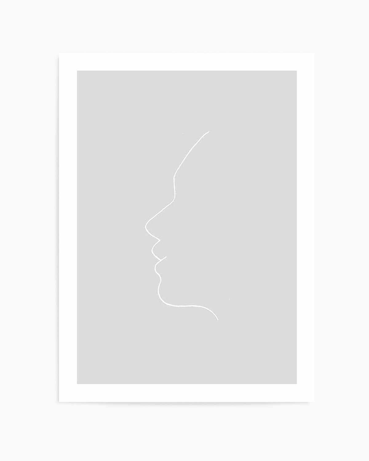 Face On Grey | Line Art Art Print