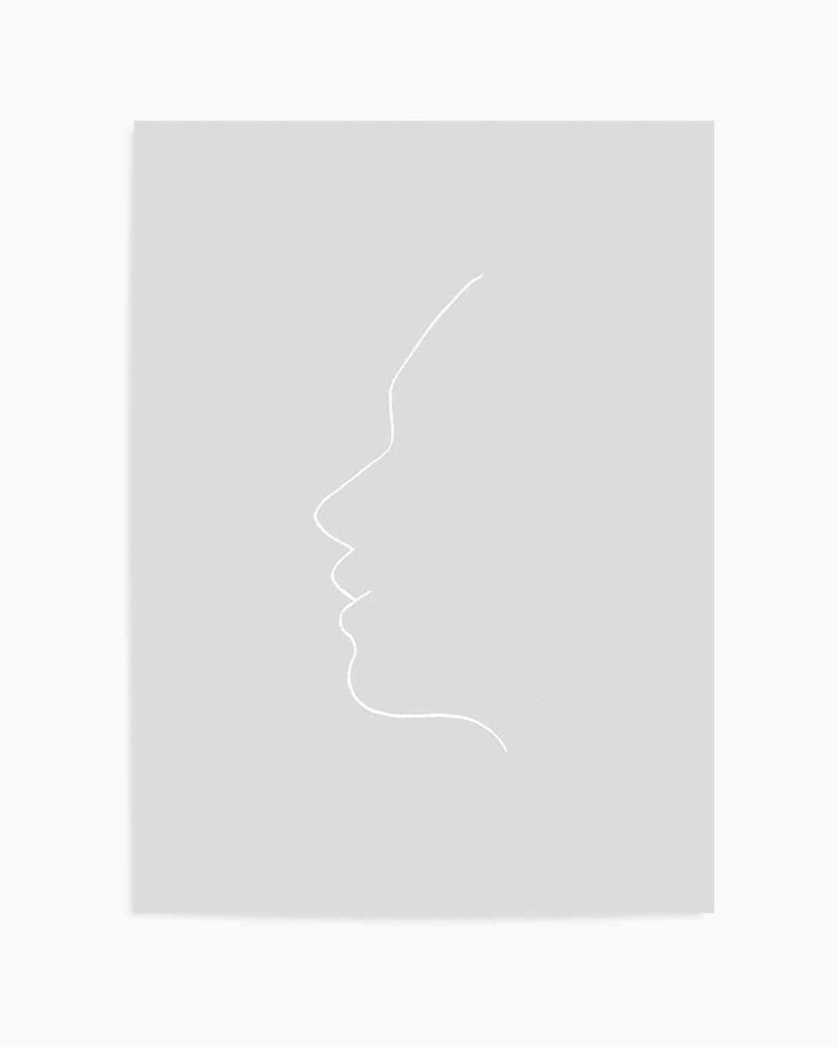 Face On Grey | Line Art Art Print