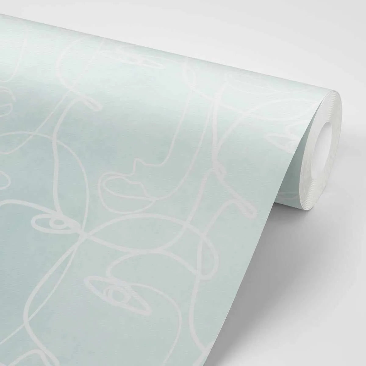 Faces in Seafoam Wallpaper - Olive et Oriel