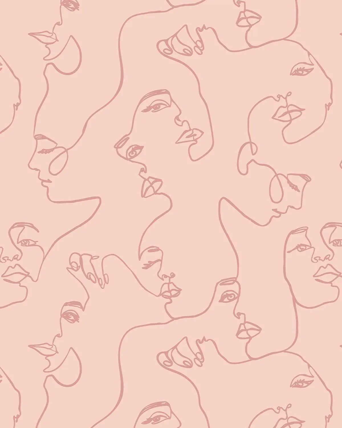 Faces in Soft Blush Wallpaper from Olive et Oriel where you can shop wallpaper and artworks online