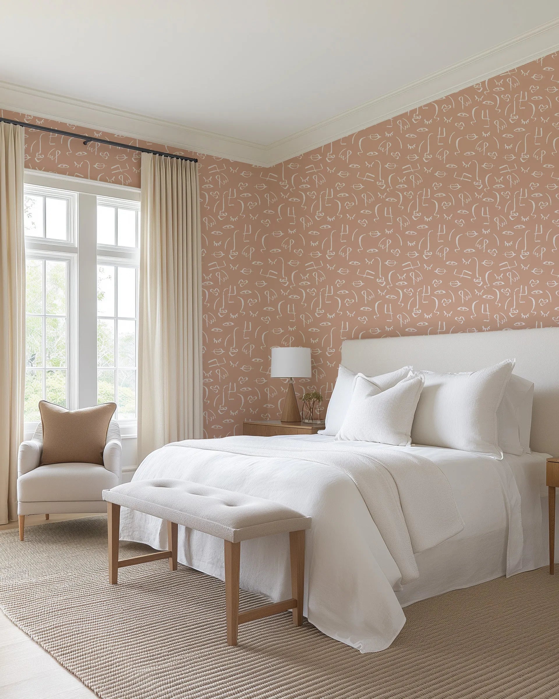 Faces in Spaces Wallpaper from Olive et Oriel where you can shop wallpaper and artworks online