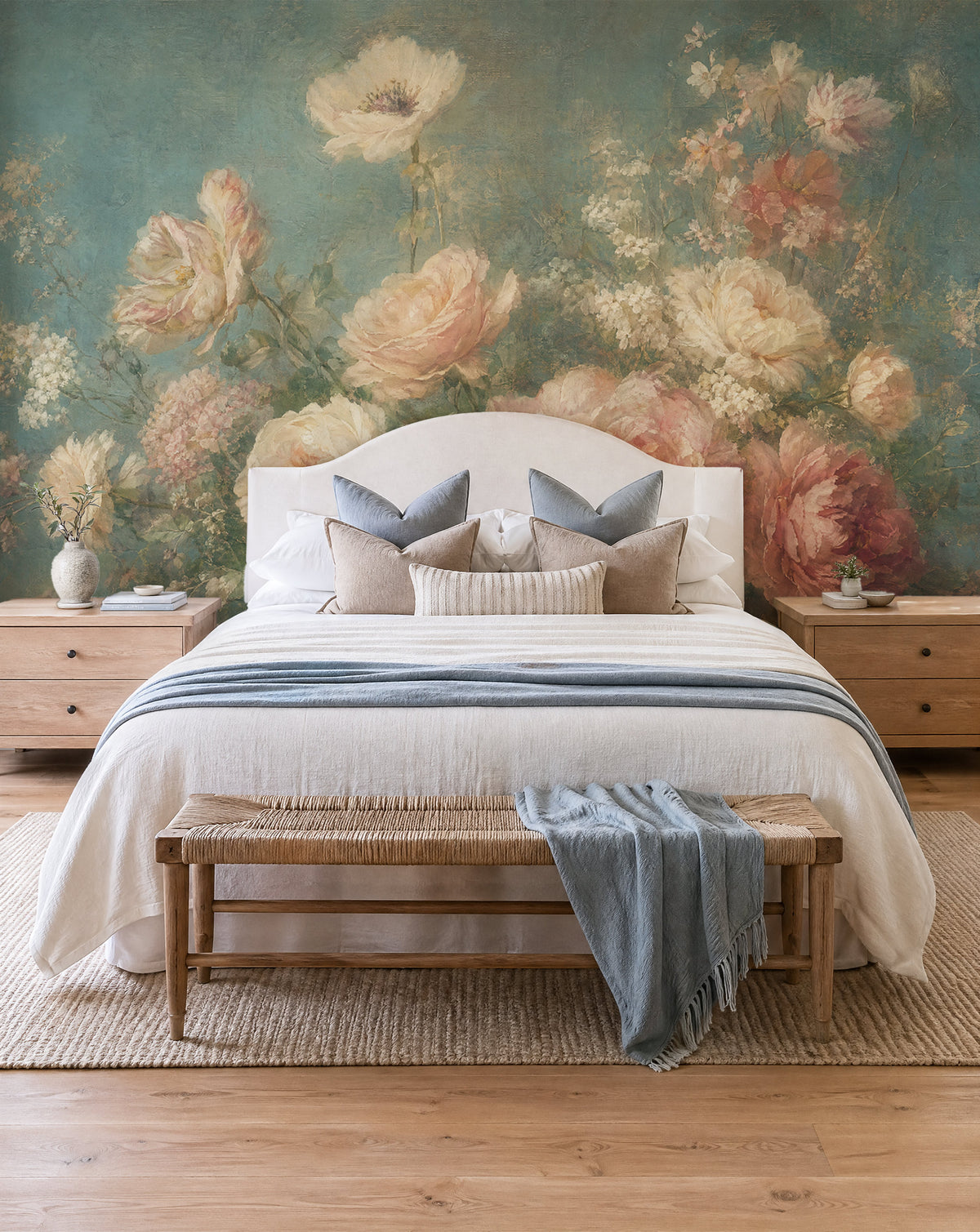 Faded Rose Garden Mural Wallpaper
