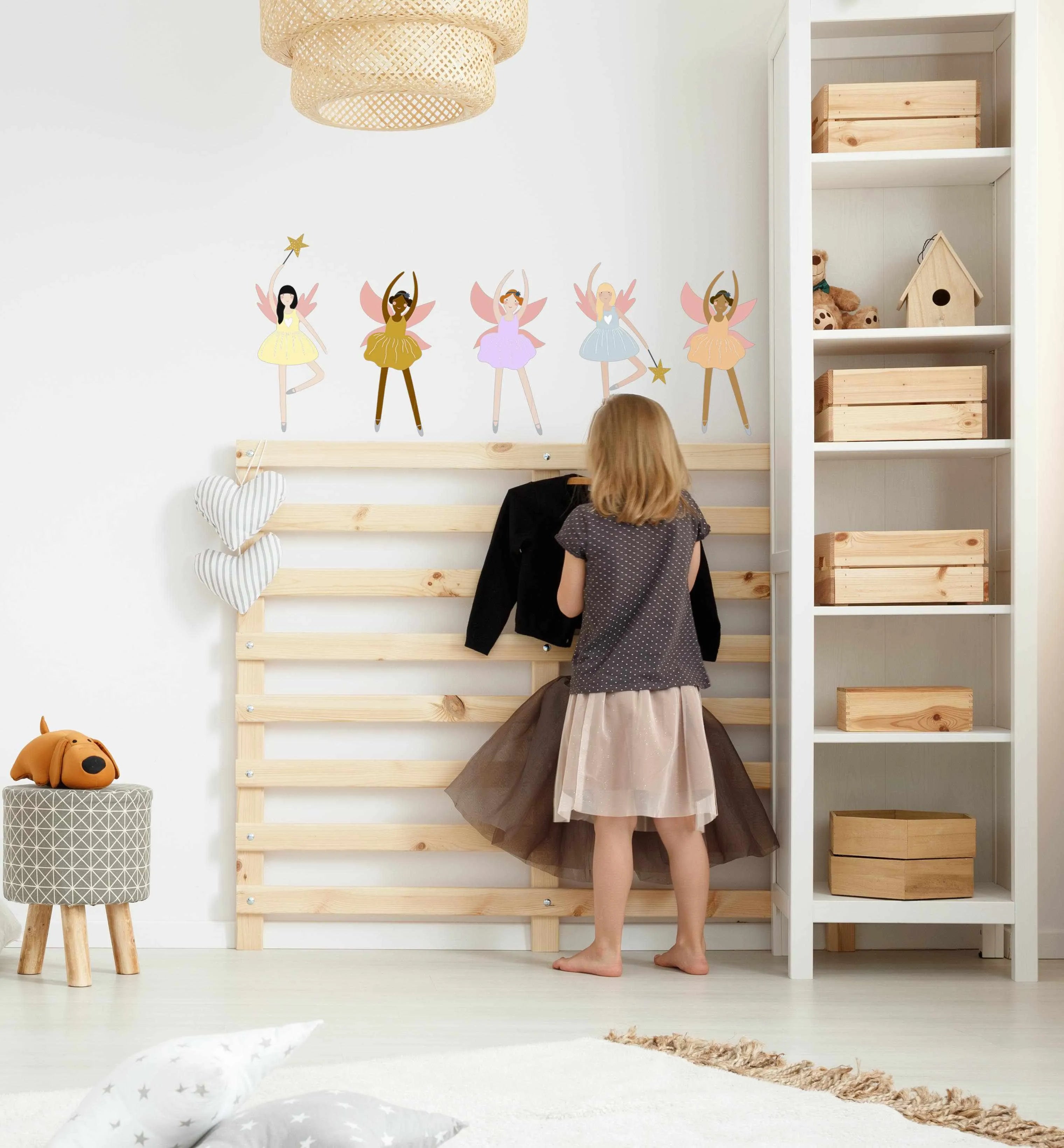 Fairy Ballerina Decal Set-Decals-Olive et Oriel-Decorate your kids bedroom wall decor with removable wall decals, these fabric kids decals are a great way to add colour and update your children's bedroom. Available as girls wall decals or boys wall decals, there are also nursery decals.