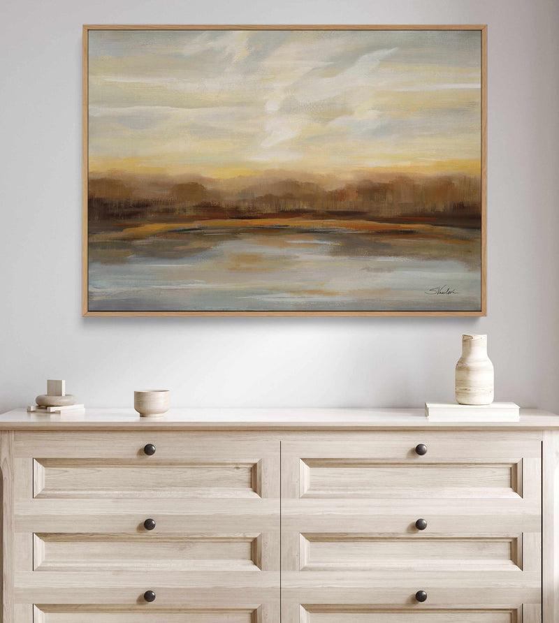 Fall Lake Sunset | Framed Canvas Art Print