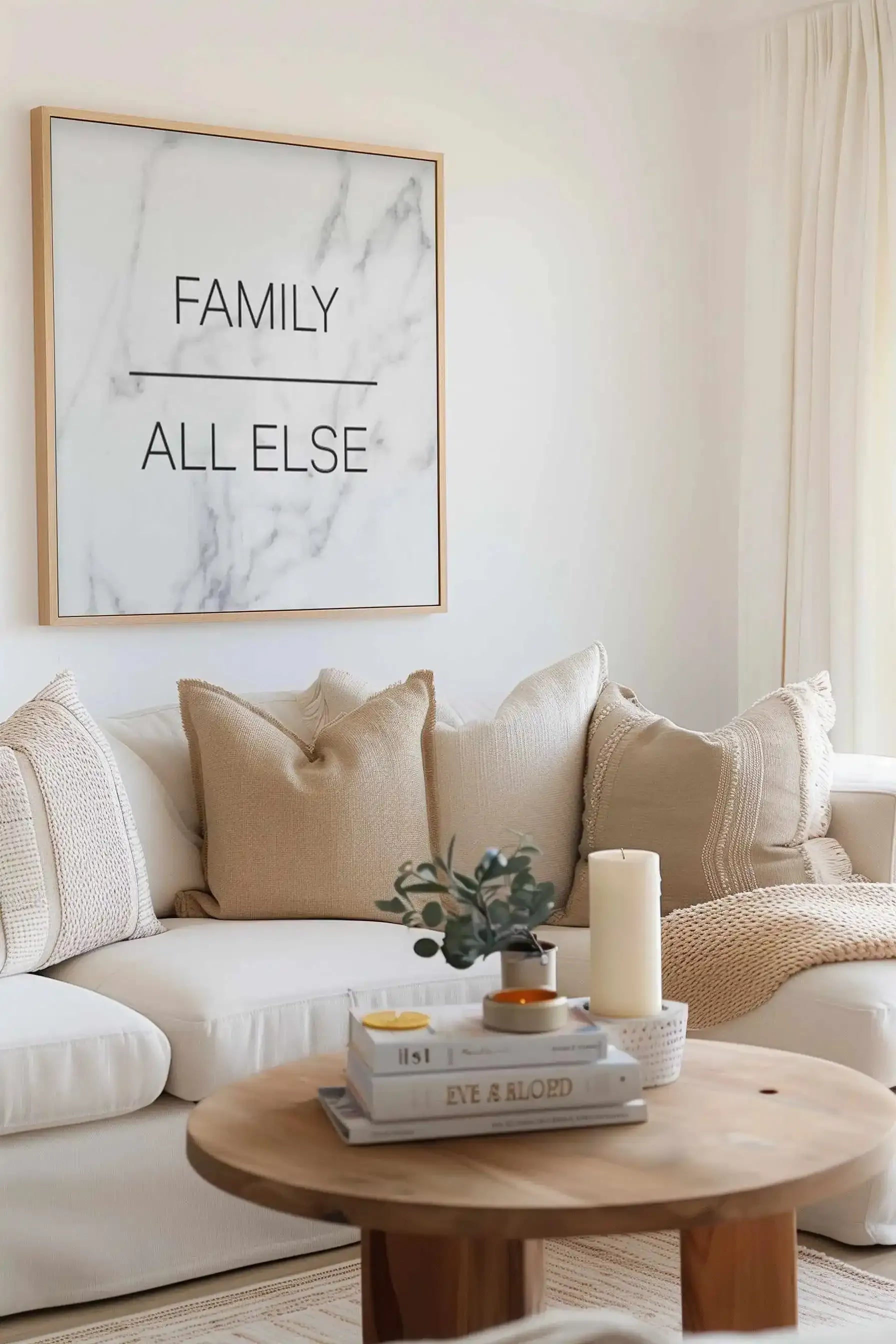 Family Over All Else SQ | Framed Canvas Art Print from Olive et Oriel where you can shop wallpaper and artworks online