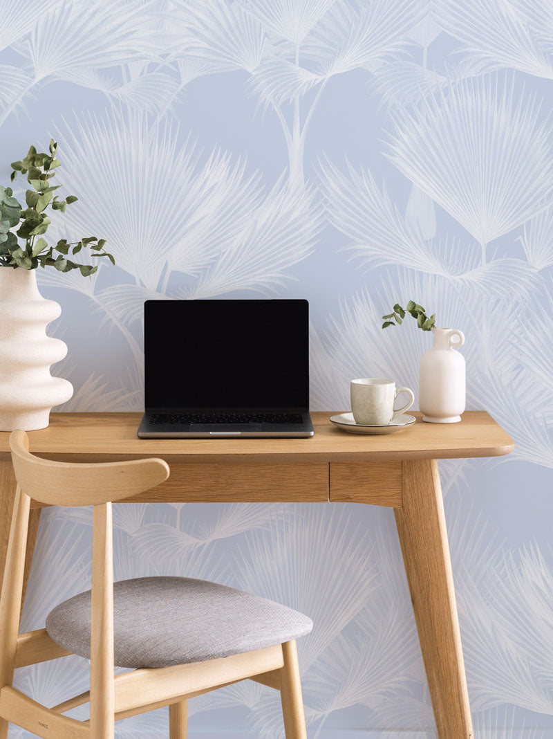 Fan Palm In Light Blue Wallpaper