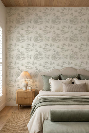 Farmhouse Toile de Jouy Wallpaper