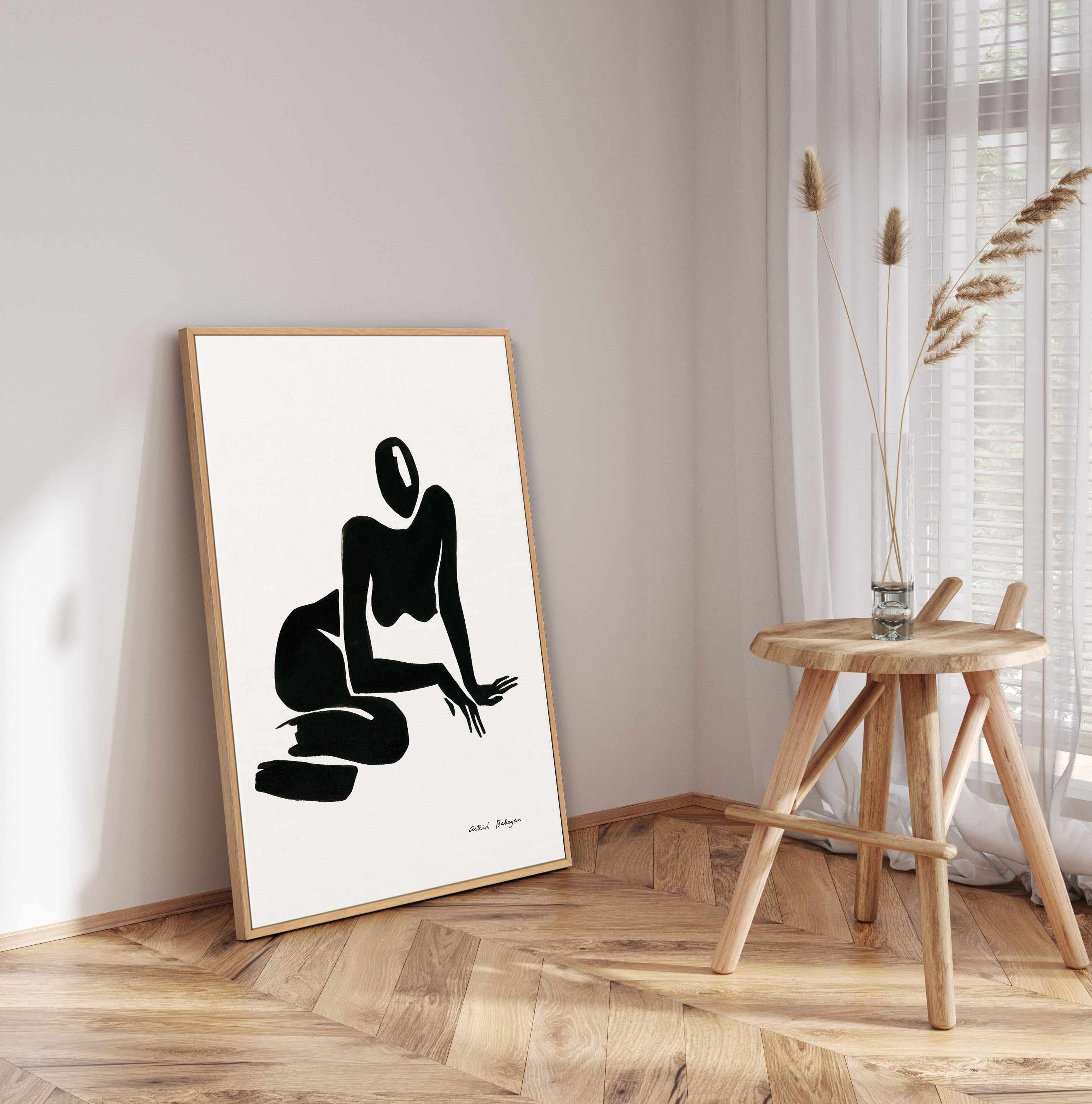 Female Shapes II in Black I by Astrid Babayan | Framed Canvas Art Print