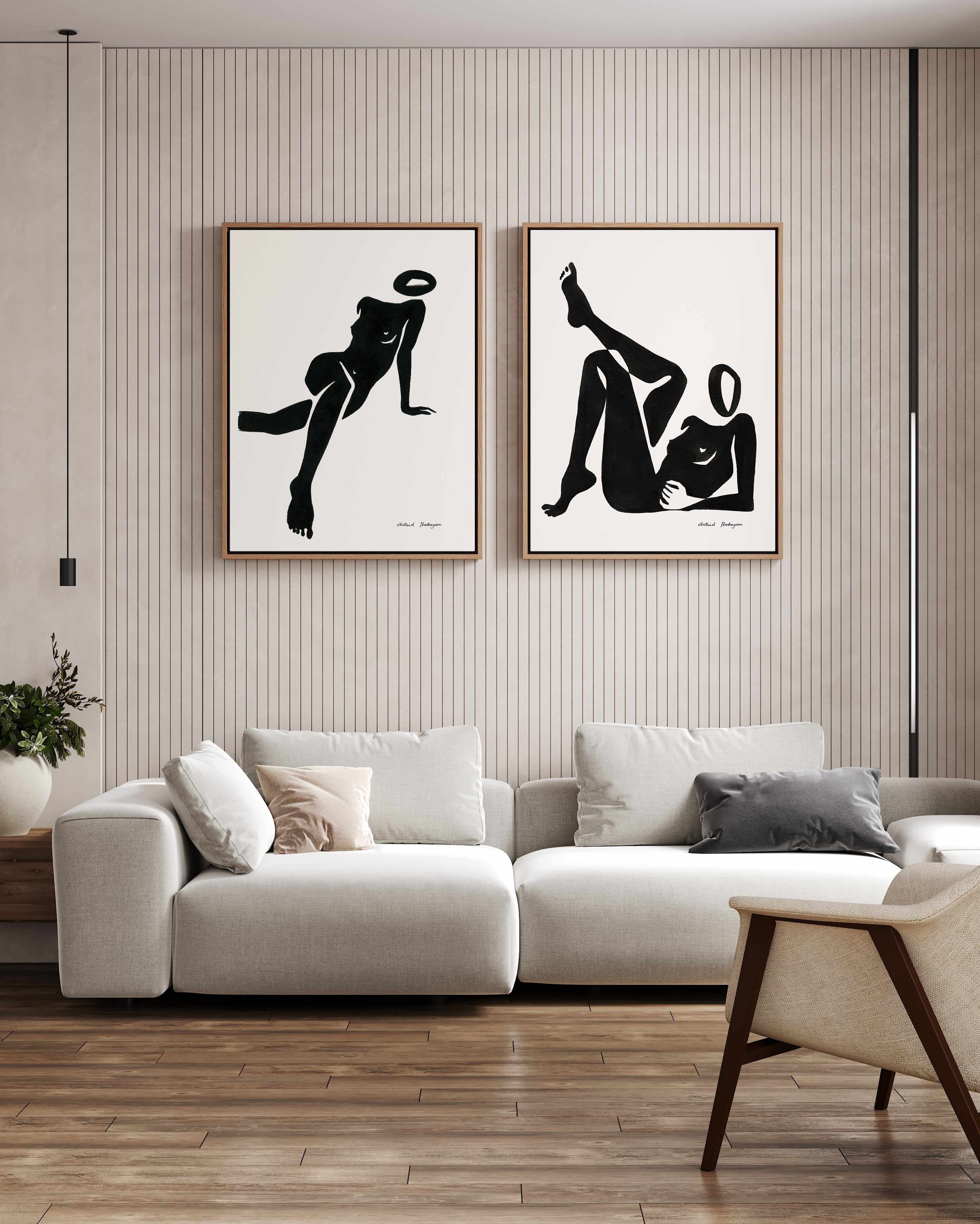 Female Shapes I in Black I by Astrid Babayan | Framed Canvas Art Print from Olive et Oriel where you can shop wallpaper and artworks online