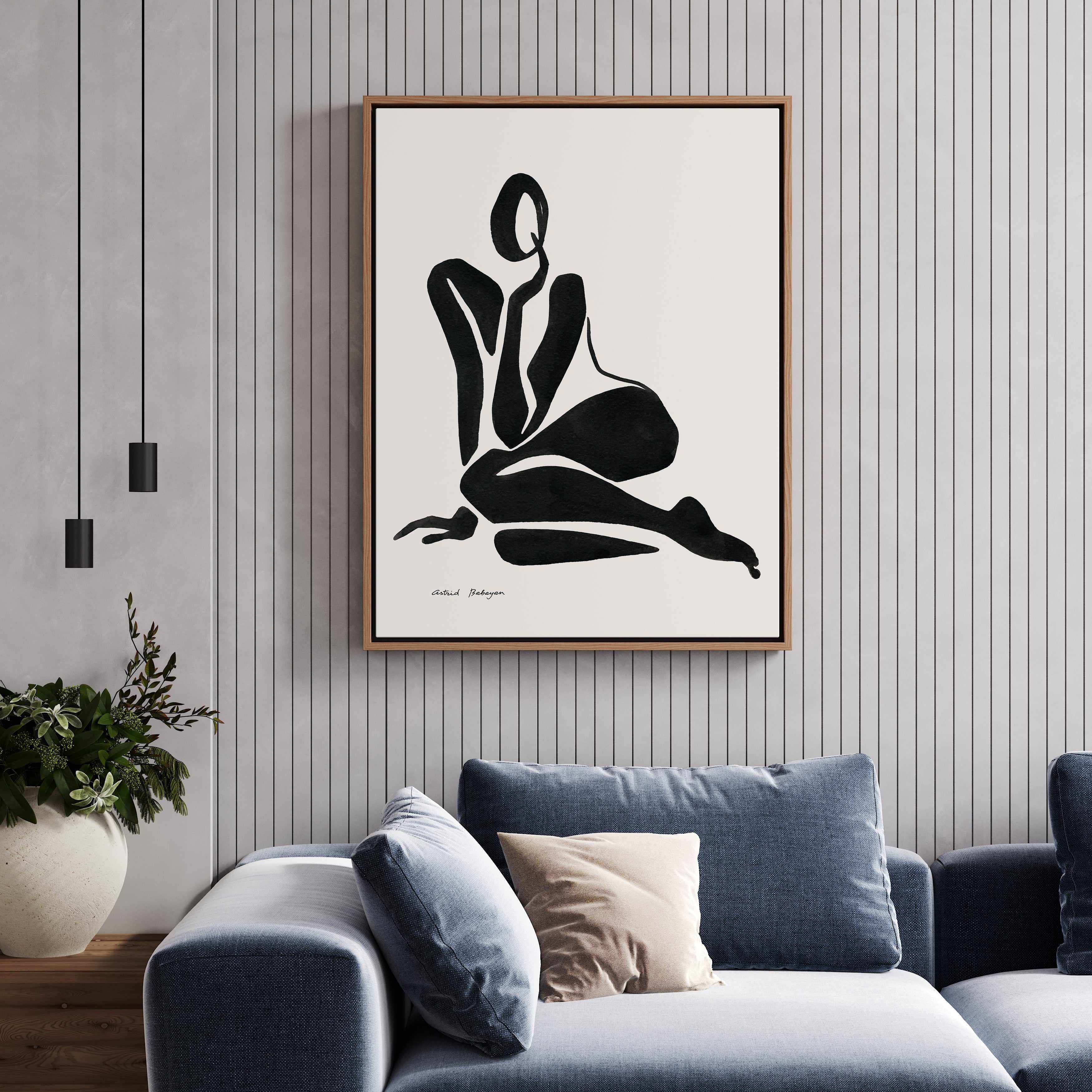 Female Shapes VI in Black I by Astrid Babayan | Framed Canvas Art Print