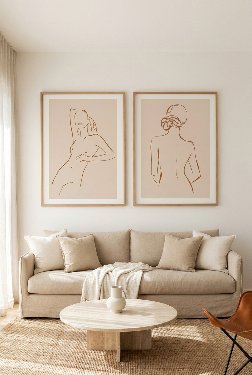 Female Form Terracotta III & IV Art Print Set of 2 | Matching Wall Art